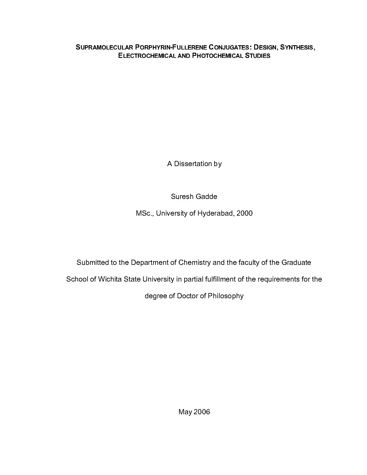 Luận án tiến sĩ: Supramolecular porphyrin-fullerene conjugates: Design, synthesis, electrochemical and photochemical studies