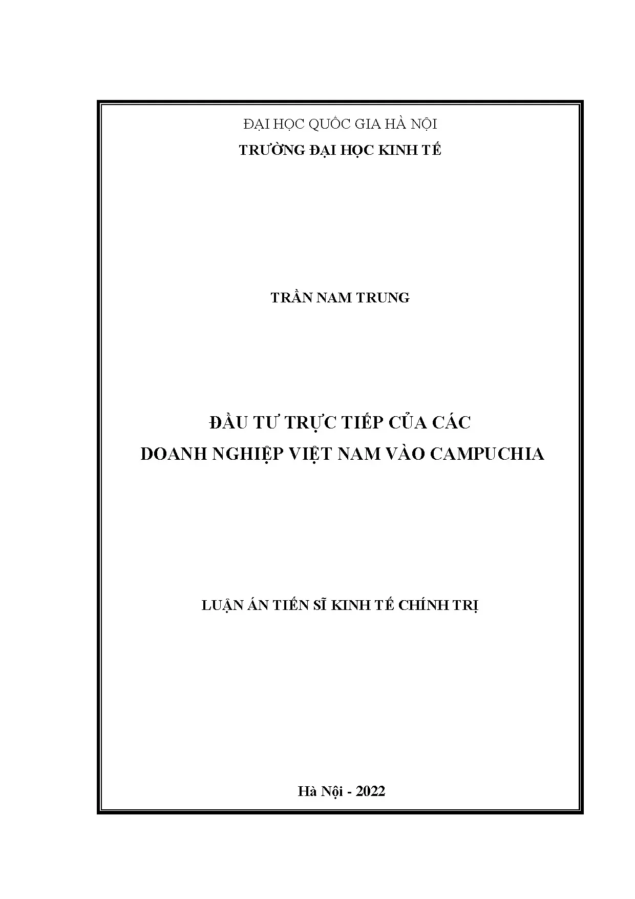 Đầu tư trực tiếp doanh nghiệp Việt Nam vào Campuchia
