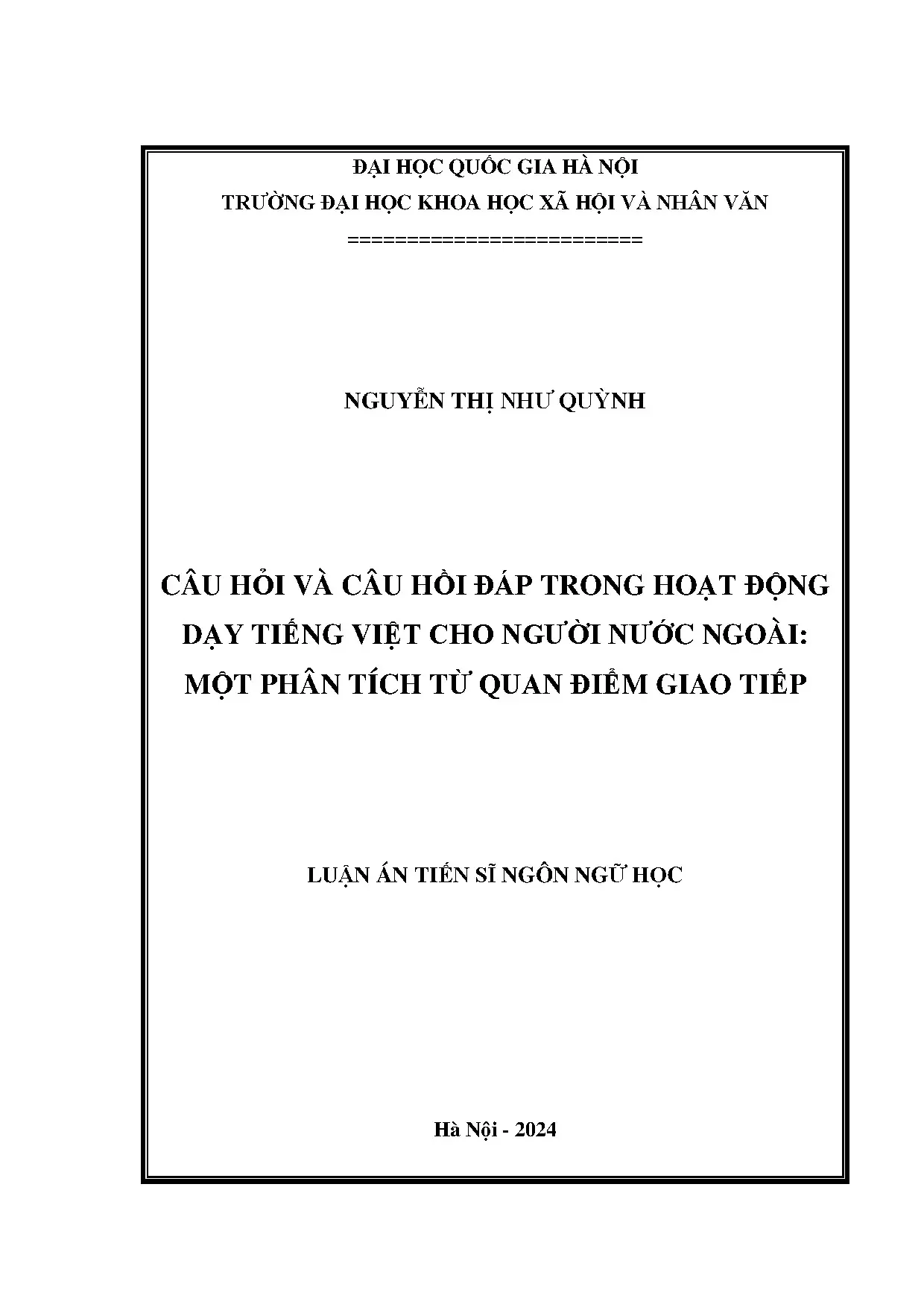 Câu hỏi và câu hồi đáp dạy tiếng Việt cho người nước ngoài