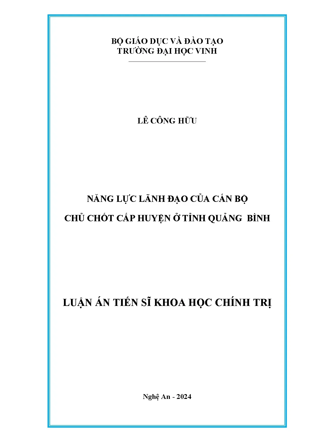 Năng lực lãnh đạo cán bộ chủ chốt cấp huyện Quảng Bình