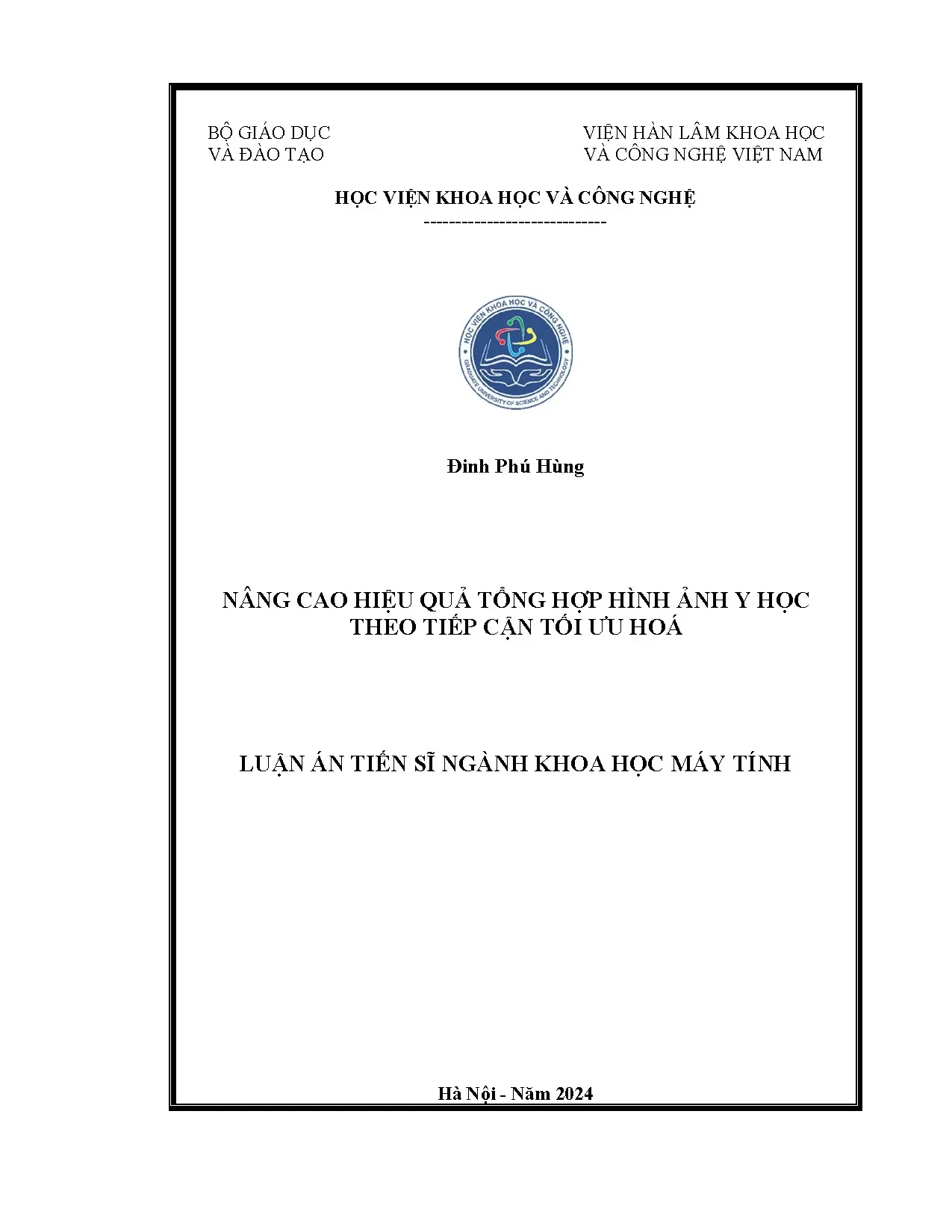 Tổng hợp hình ảnh y học tối ưu hoá - Luận án tiến sĩ