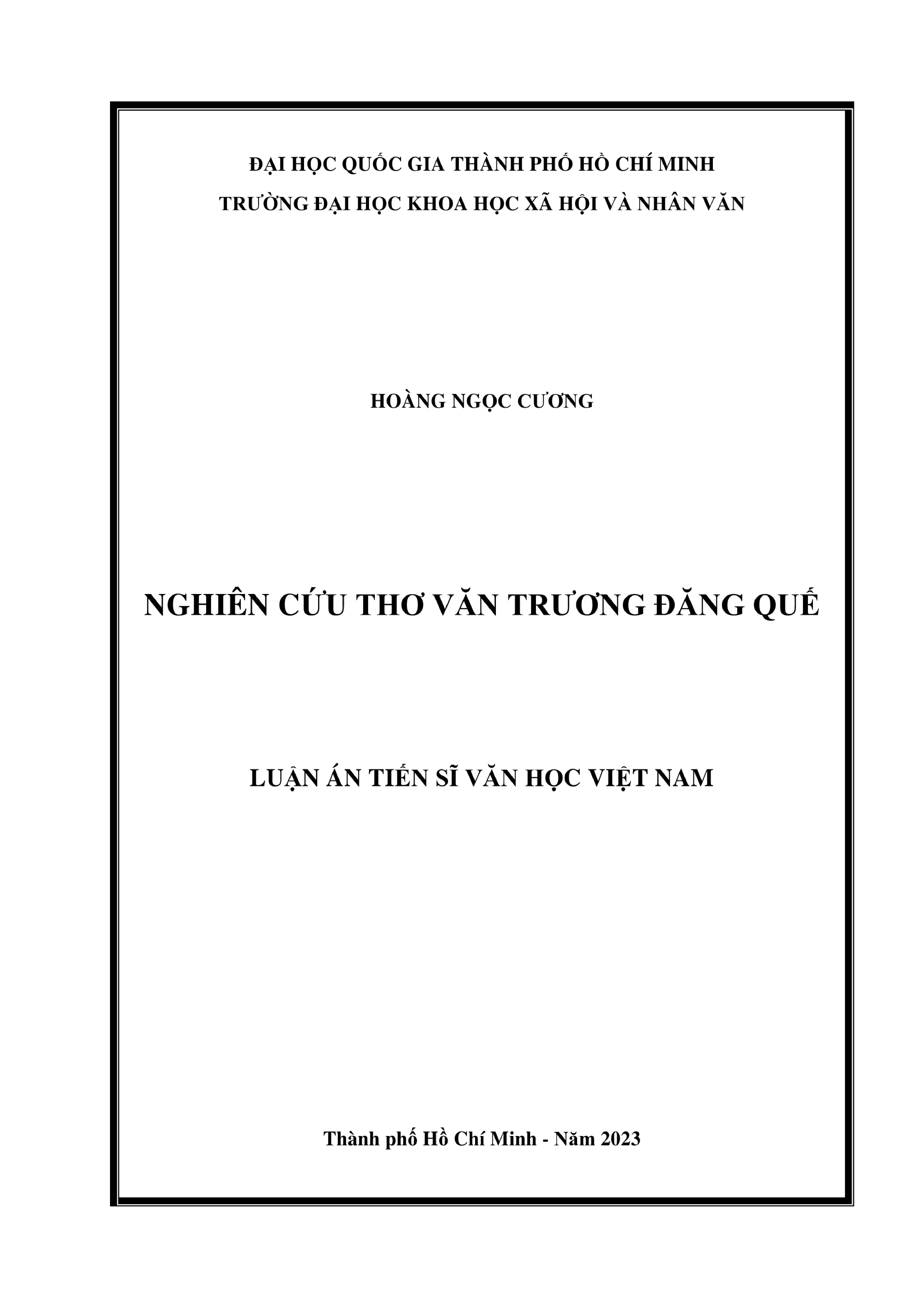 Luận án tiến sĩ: Nghiên cứu thơ văn Trương Đăng Quế