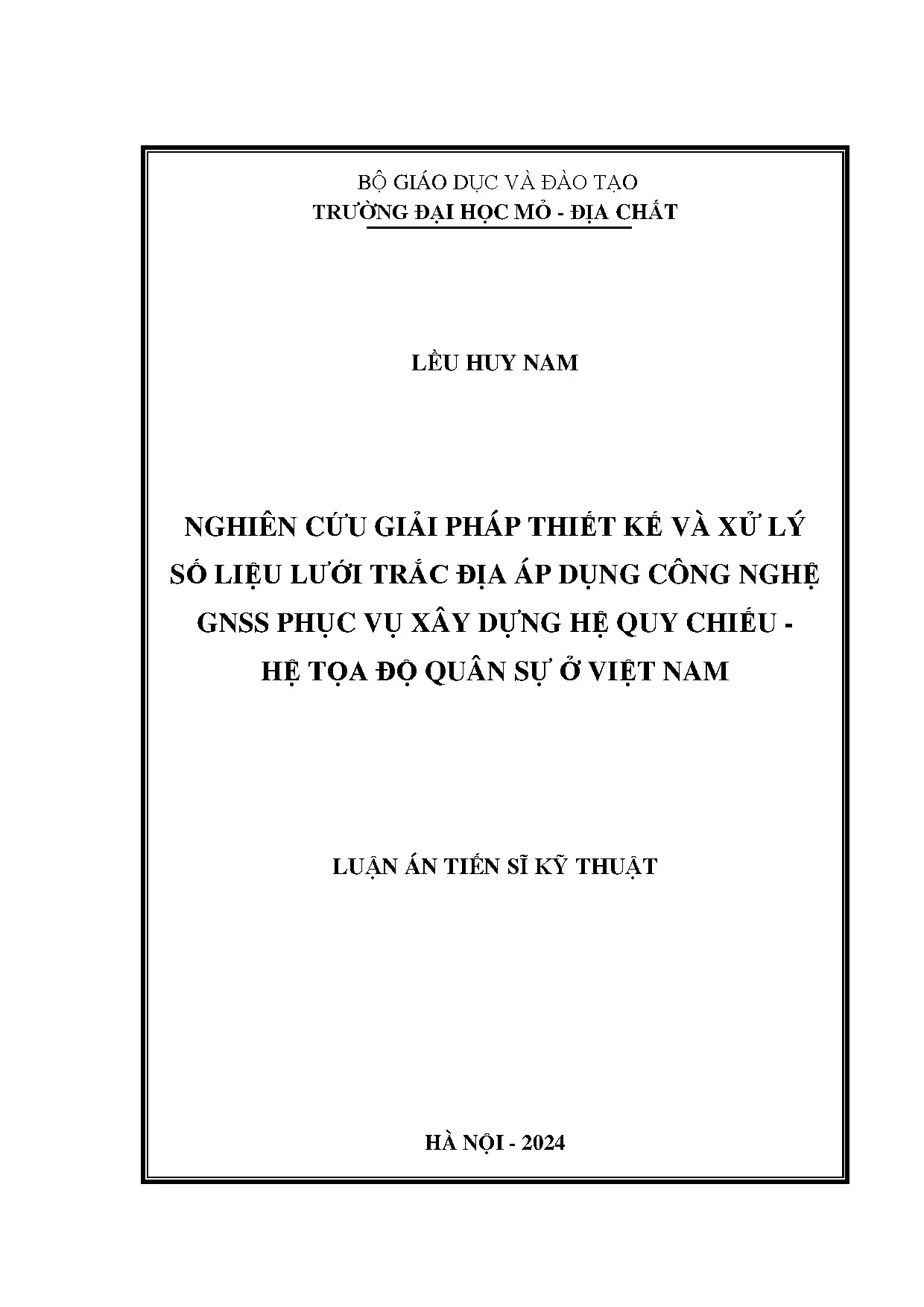 Thiết kế lưới trắc địa GNSS xây dựng hệ tọa độ quân sự Việt Nam