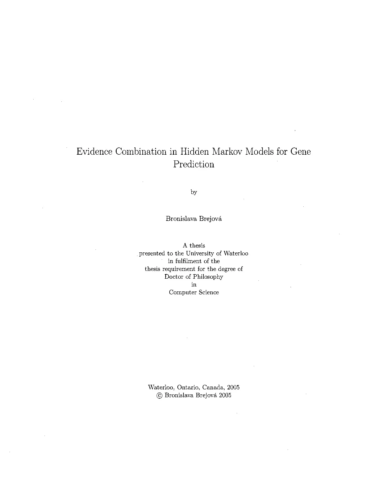 Luận án tiến sĩ: Evidence combination in hidden Markov models for gene prediction