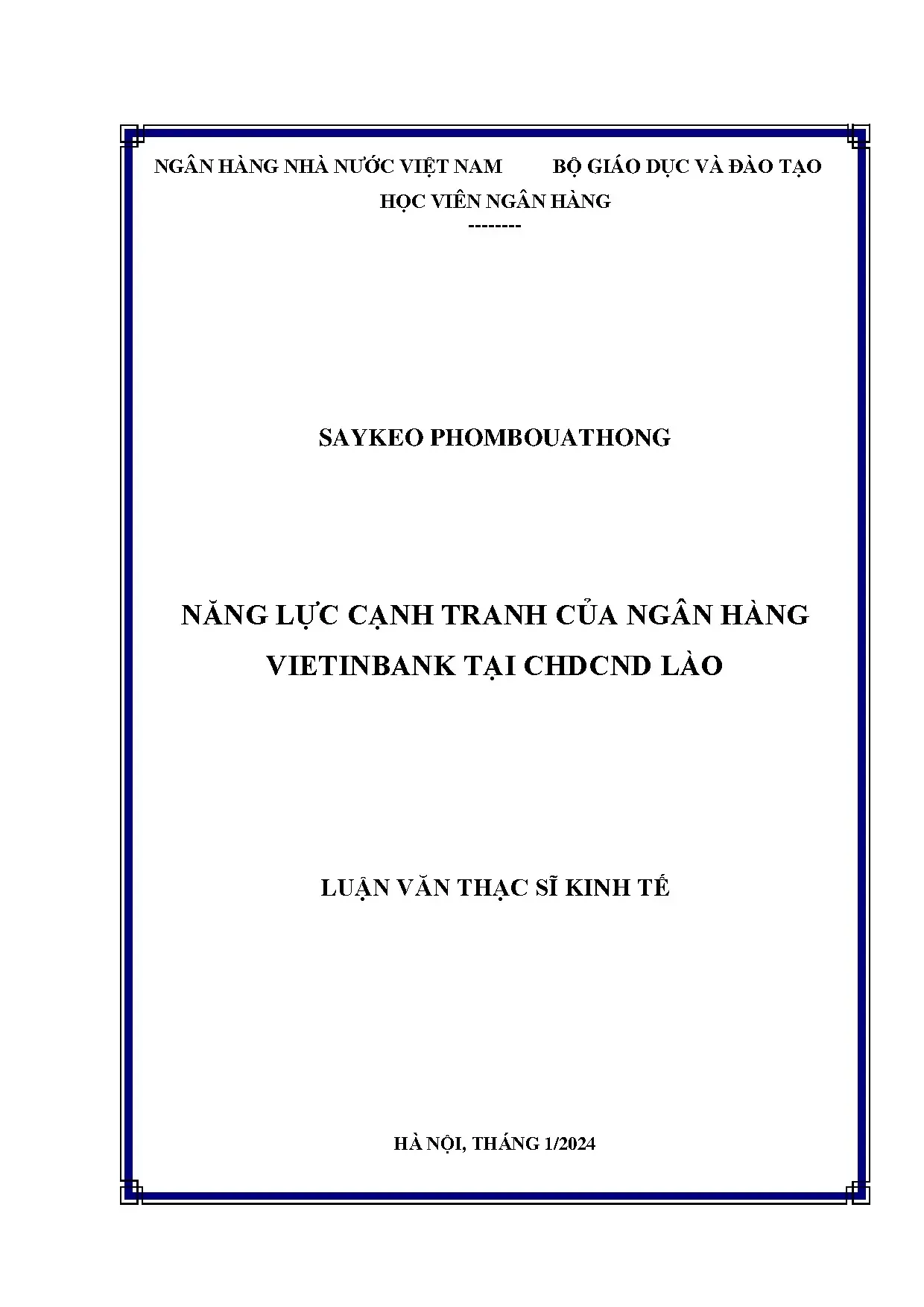 Năng lực cạnh tranh Vietinbank tại Lào - Luận văn thạc sĩ