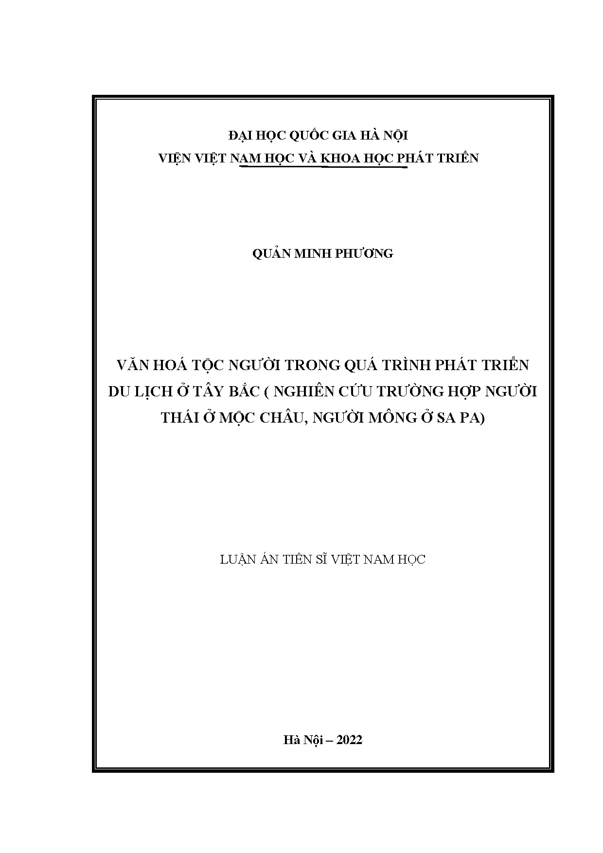 Văn hoá tộc người trong phát triển du lịch Tây Bắc