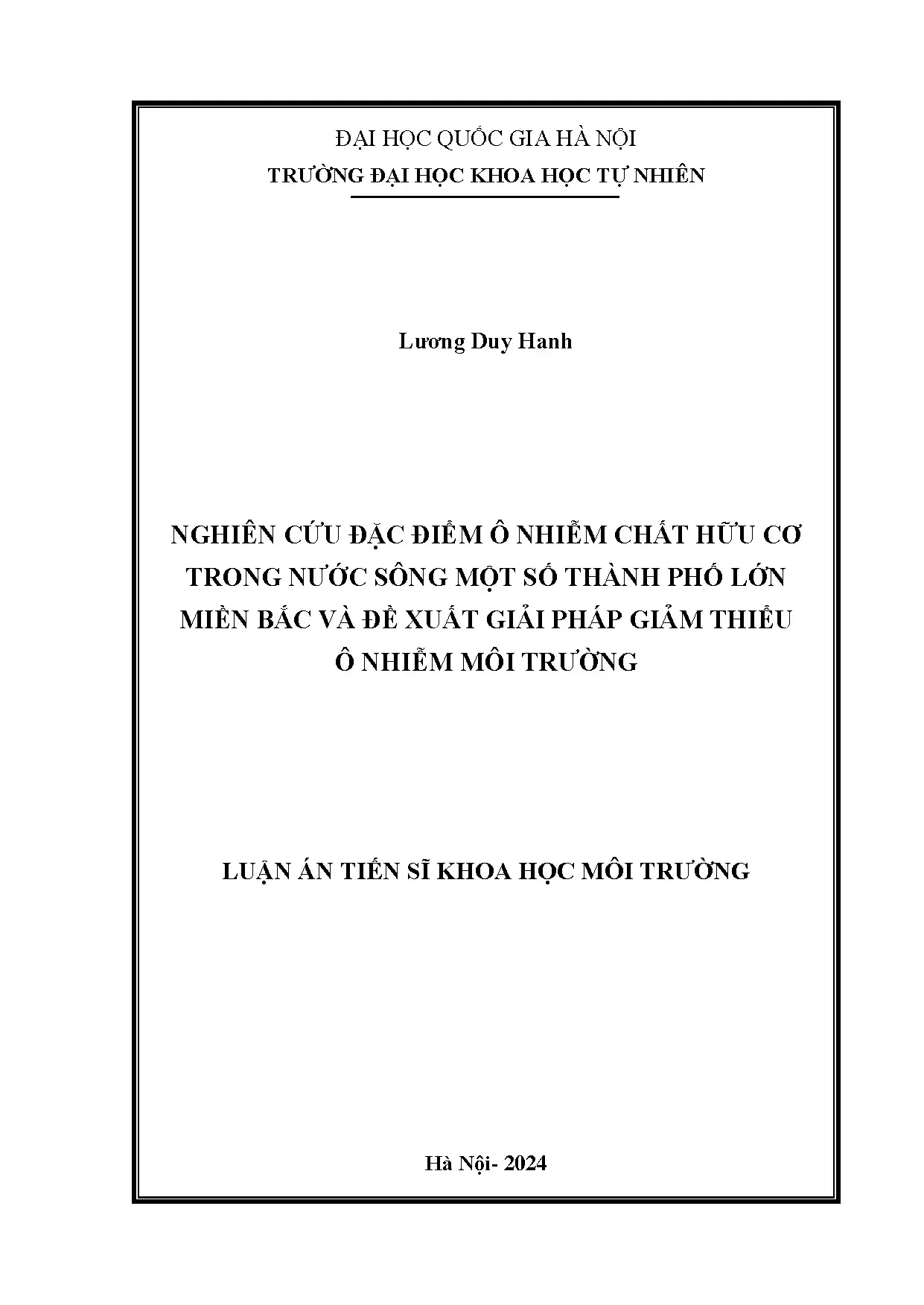 Ô nhiễm chất hữu cơ trong nước sông miền Bắc Việt Nam