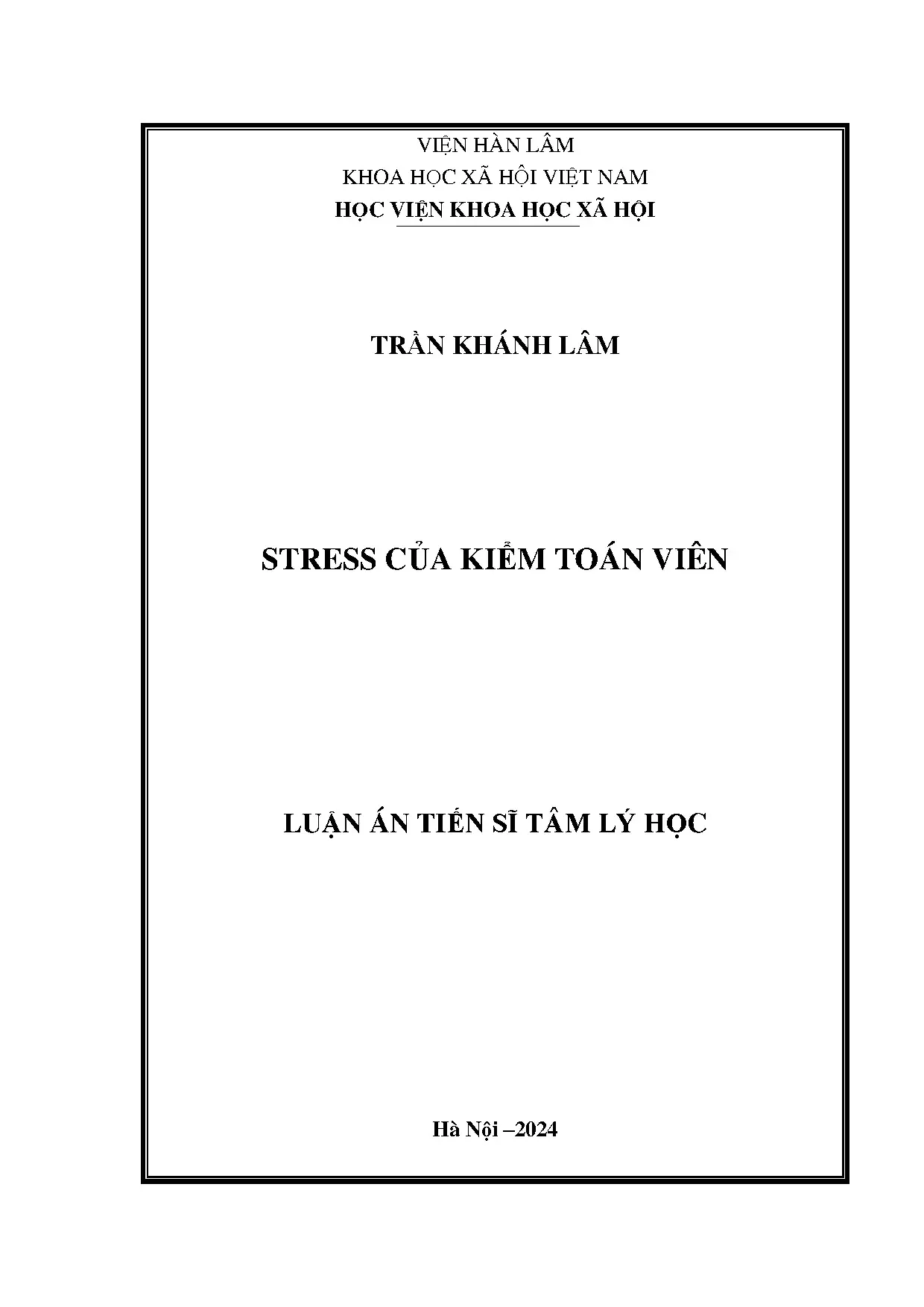 Stress của kiểm toán viên - Luận án tiến sĩ 2024