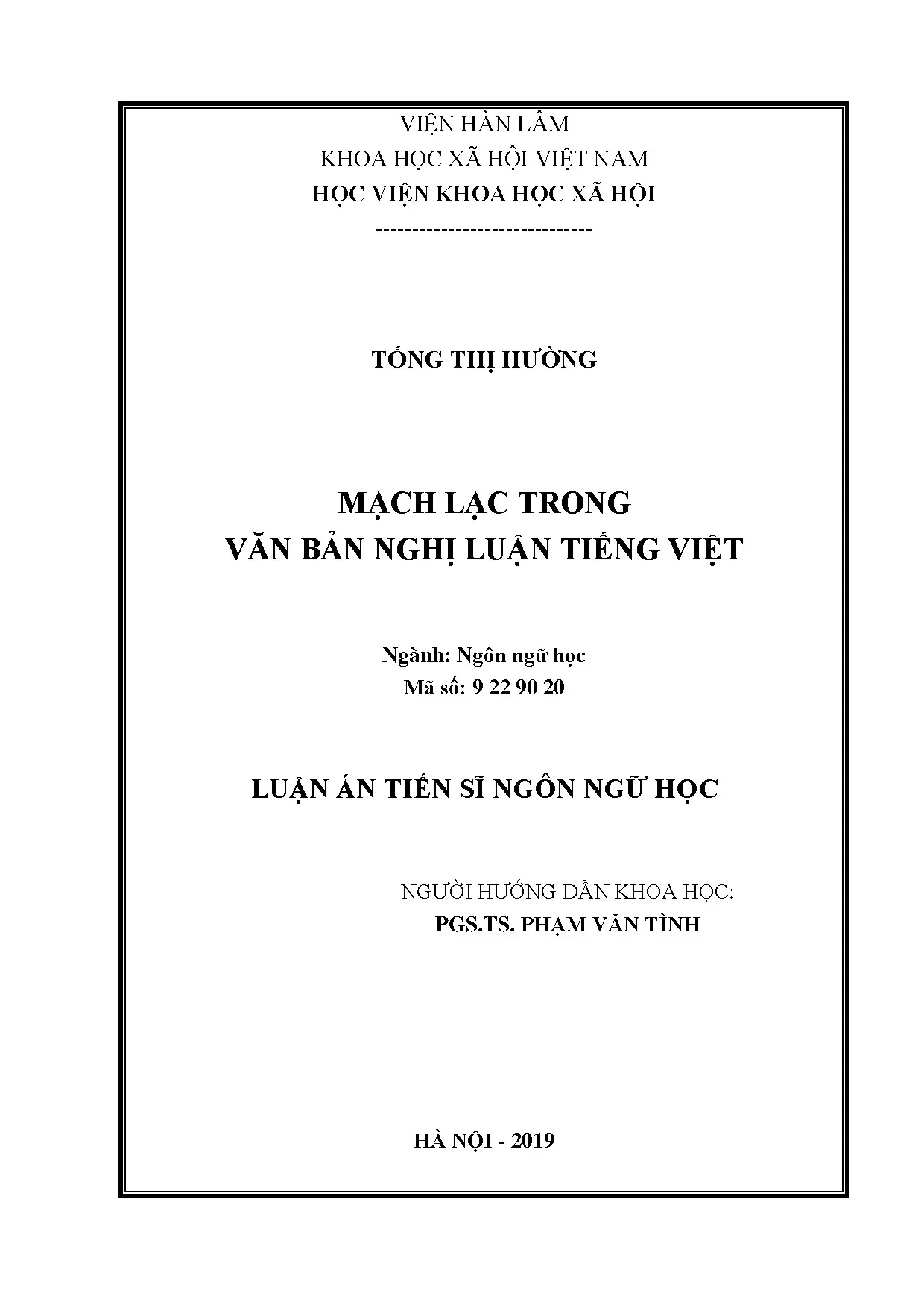 Mạch lạc trong văn bản nghị luận tiếng Việt - Luận án tiến sĩ
