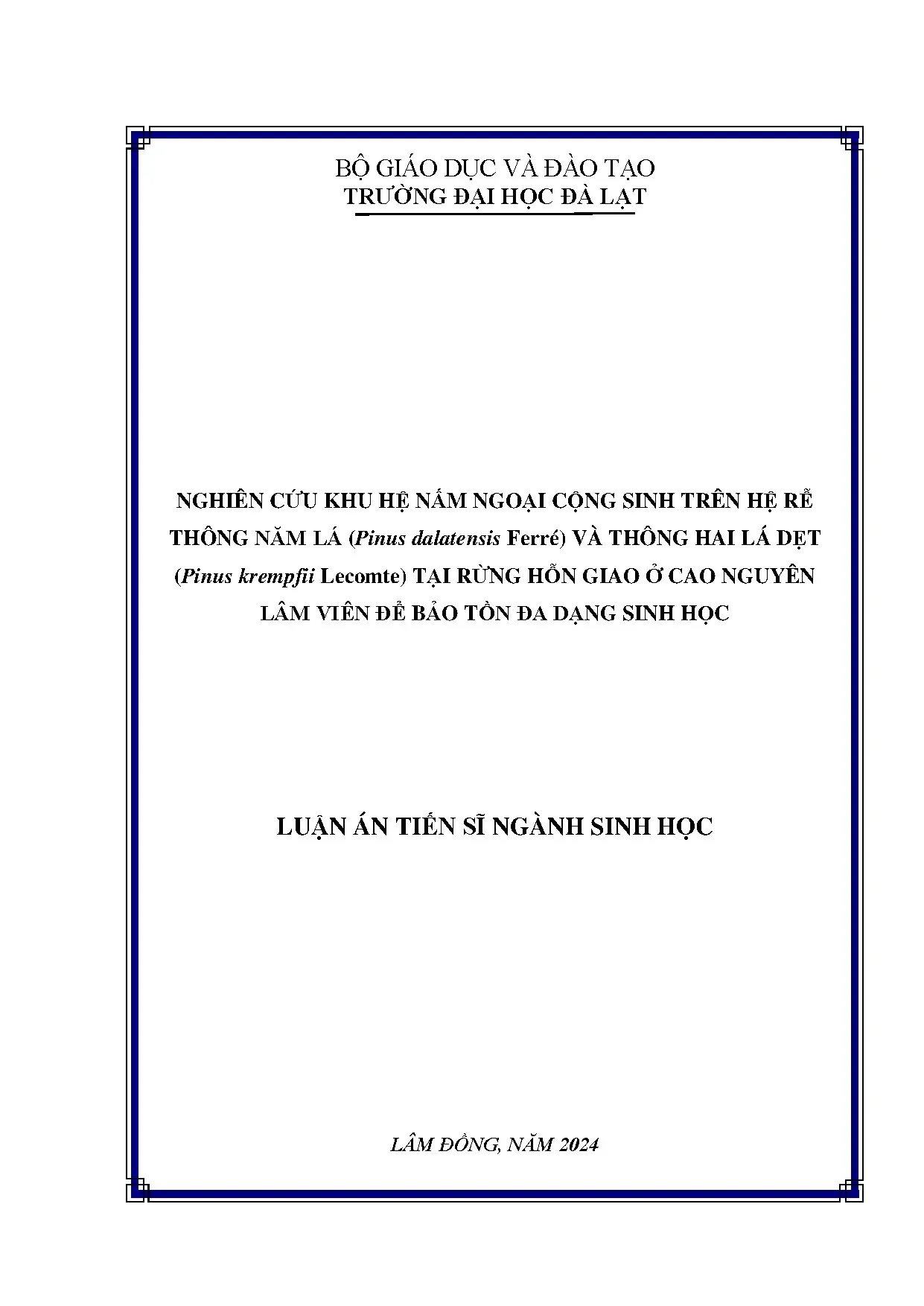 Khu hệ nấm ngoại cộng sinh trên hệ rễ thông tại cao nguyên Lâm Viên