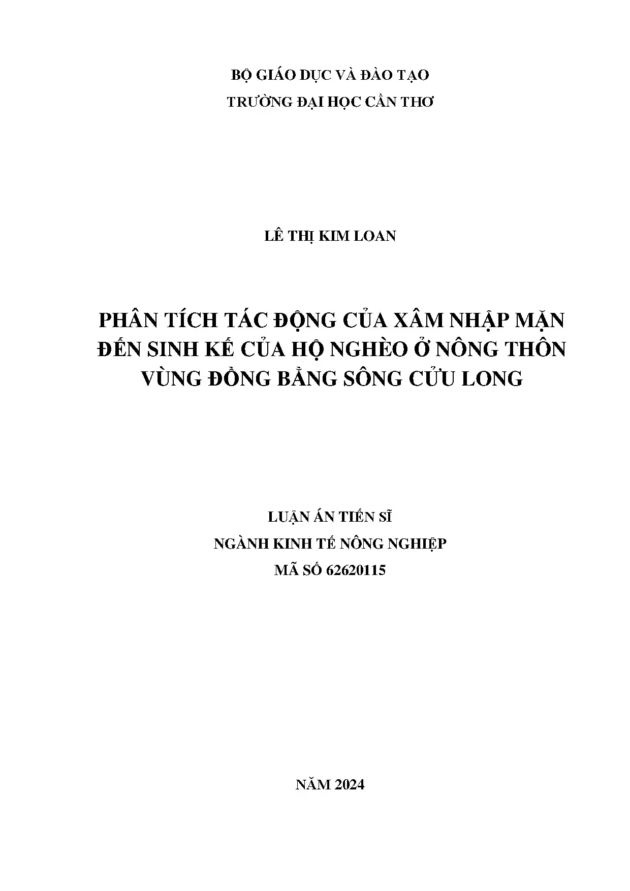 Tác động xâm nhập mặn đến sinh kế hộ nghèo Cửu Long