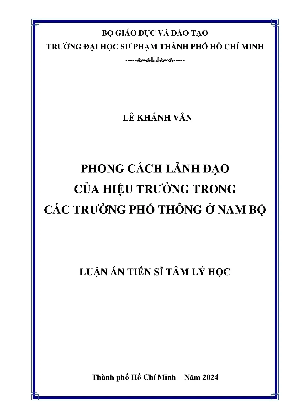 Phong cách lãnh đạo phụng sự của hiệu trưởng trường phổ thông Nam Bộ