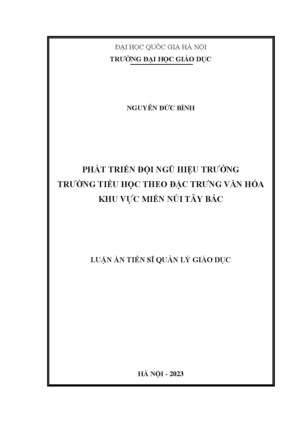 Phát triển đội ngũ hiệu trưởng tiểu học miền núi Tây Bắc