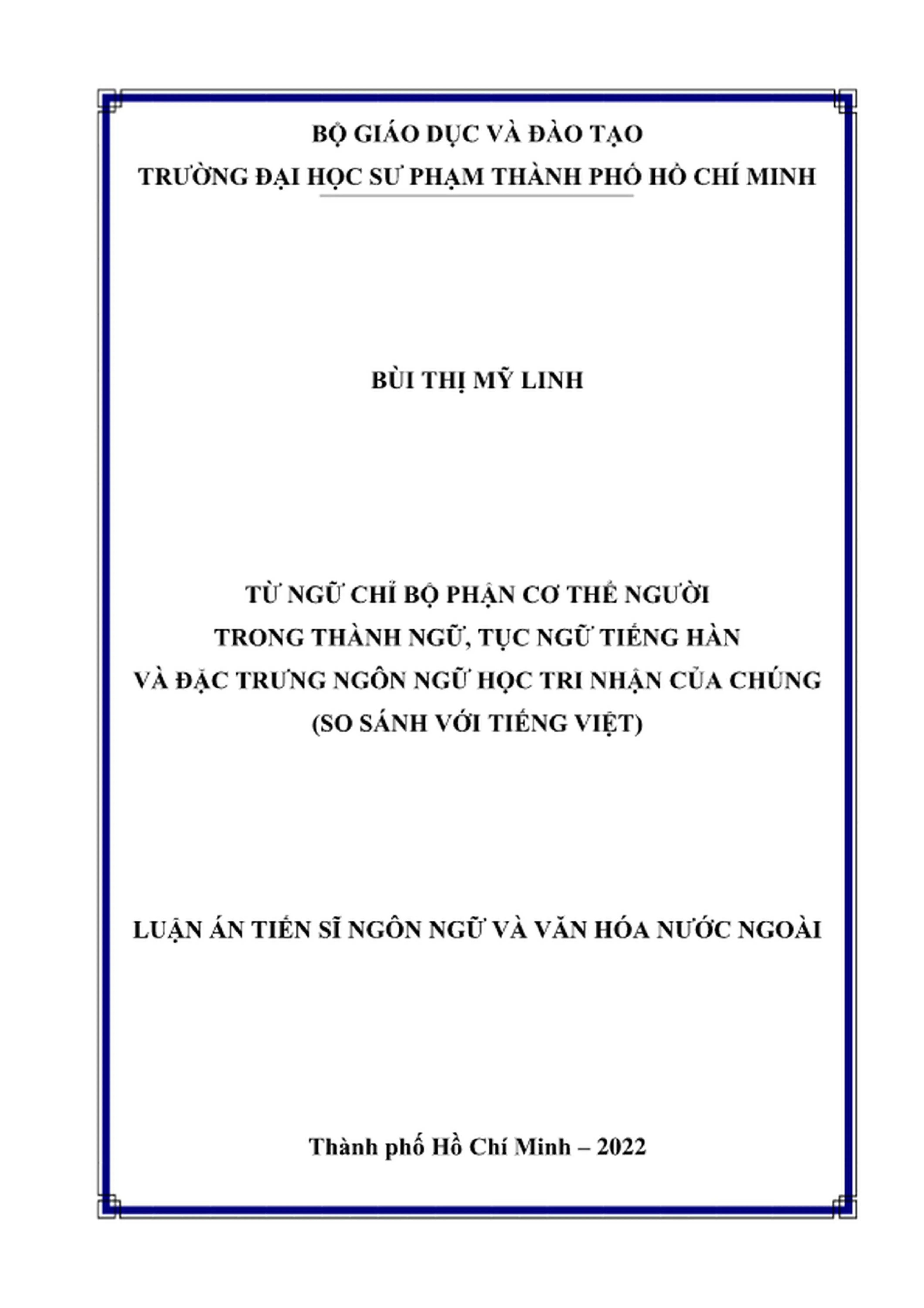 Từ ngữ chỉ bộ phận cơ thể người trong thành ngữ tiếng Hàn
