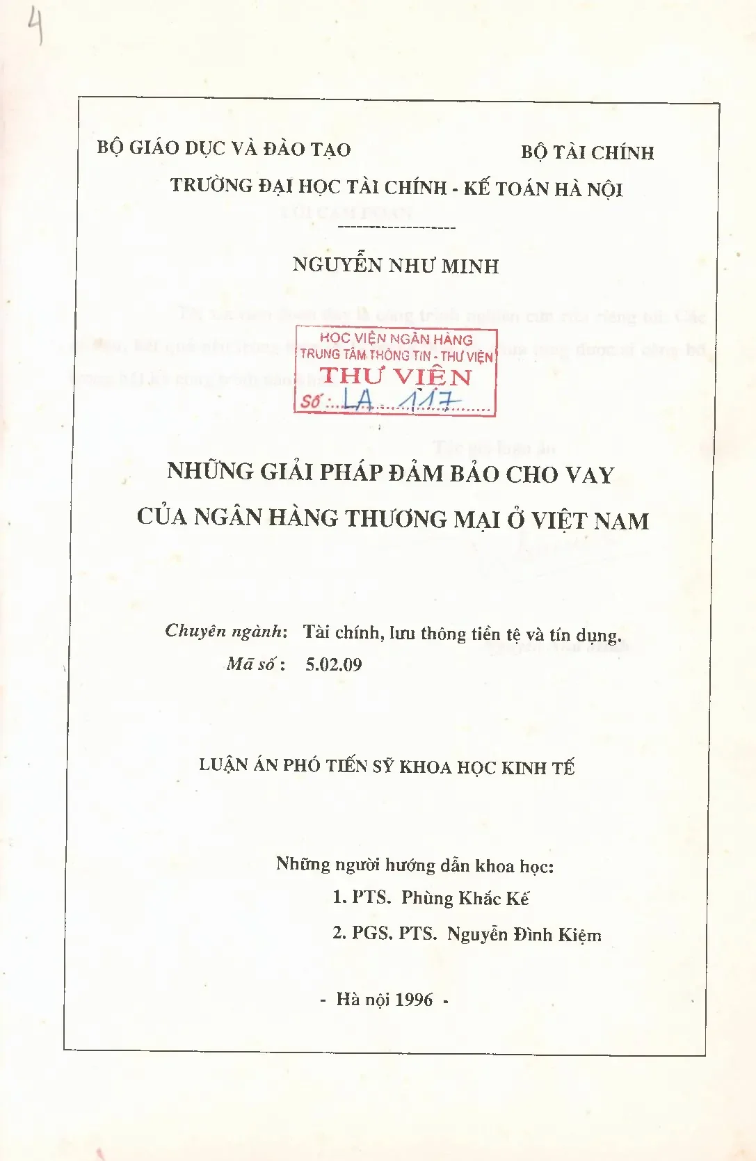 Đảm bảo cho vay ngân hàng thương mại Việt Nam