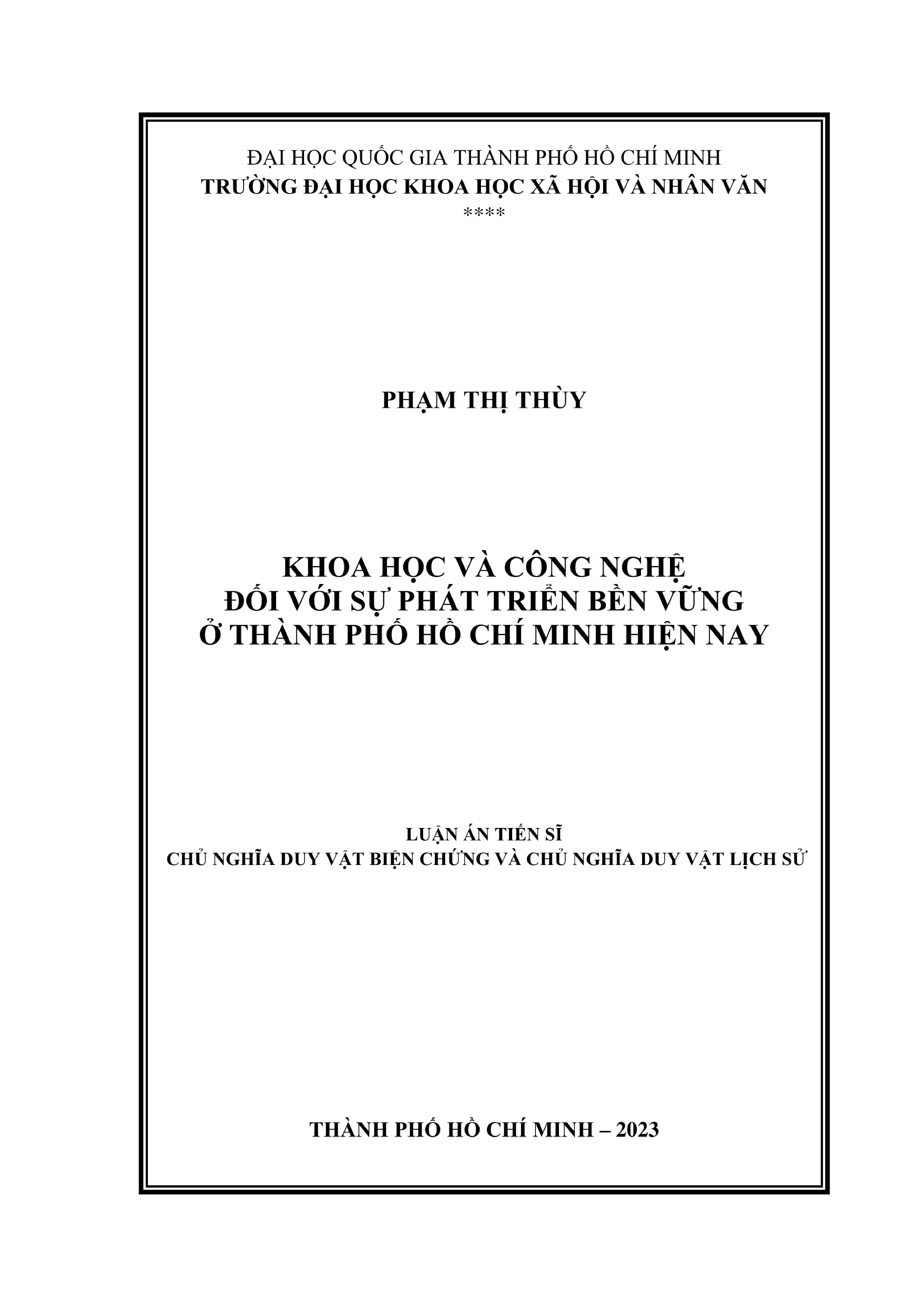 Khoa học công nghệ và phát triển bền vững TP.HCM