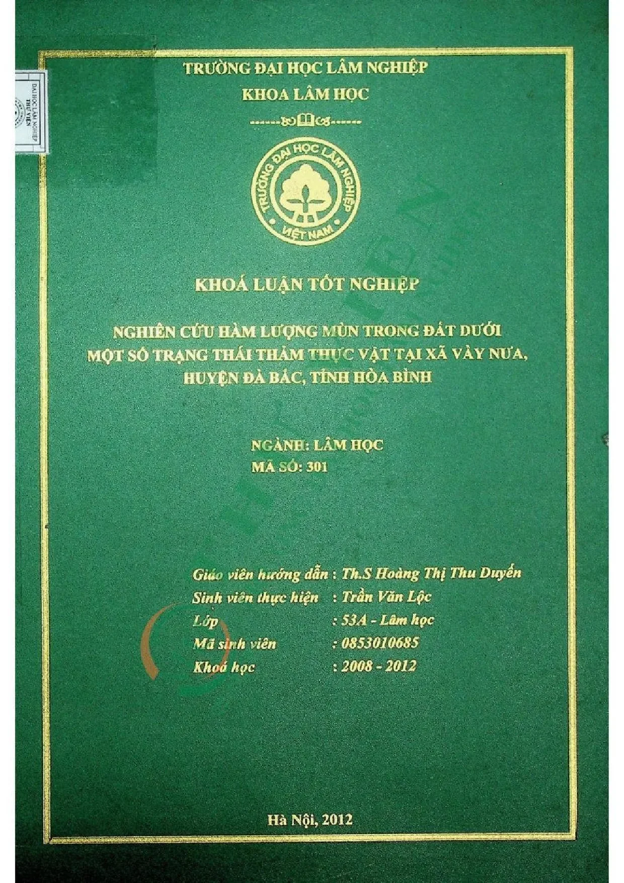 Hàm lượng mùn đất dưới thảm thực vật Vầy Nưa Hòa Bình