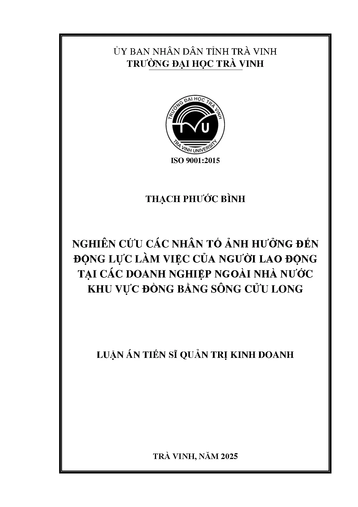 Nghiên cứu nhân tố ảnh hưởng động lực làm việc DNNN Cửu Long