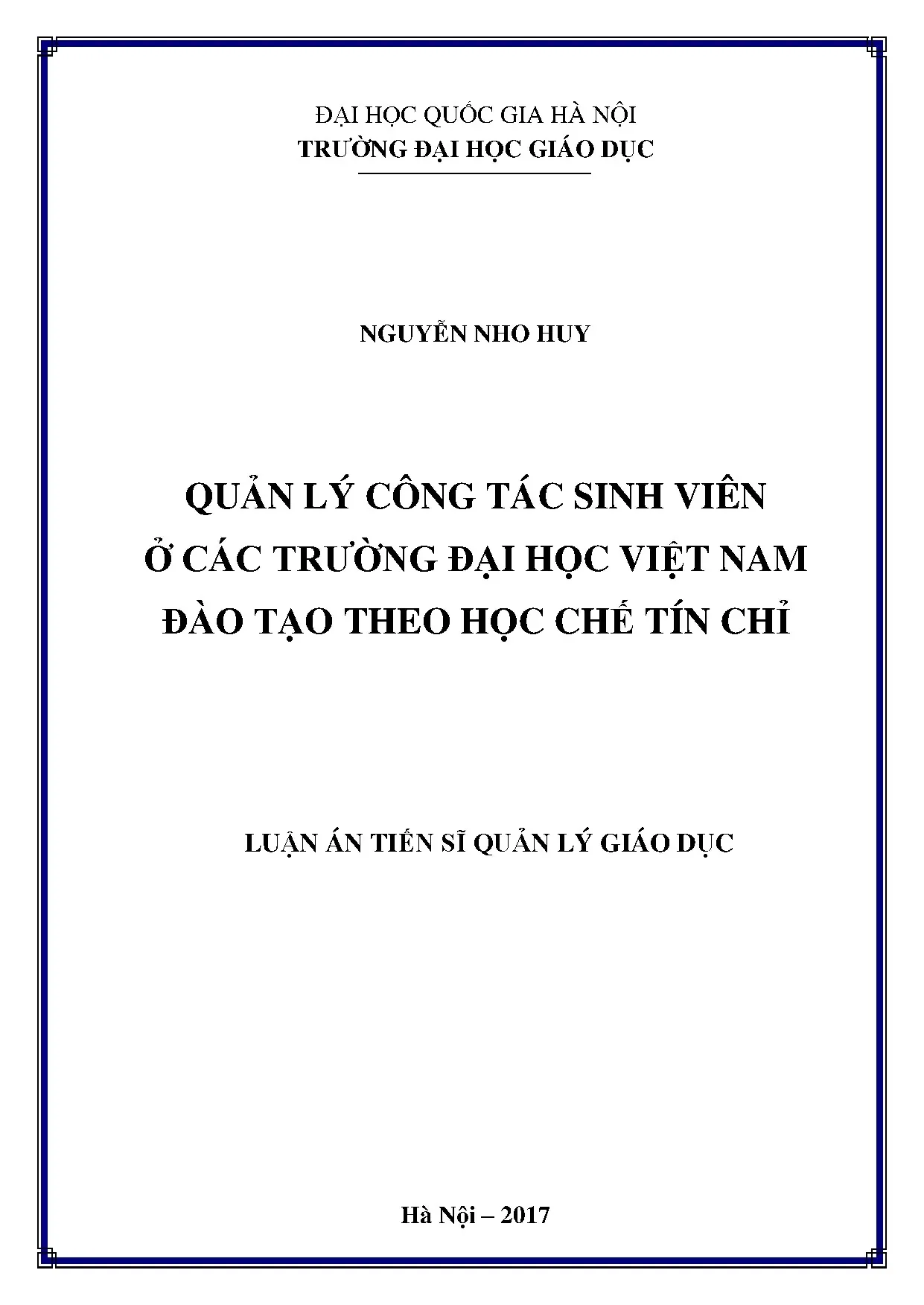 Quản lý công tác sinh viên ở đại học Việt Nam theo học chế tín chỉ