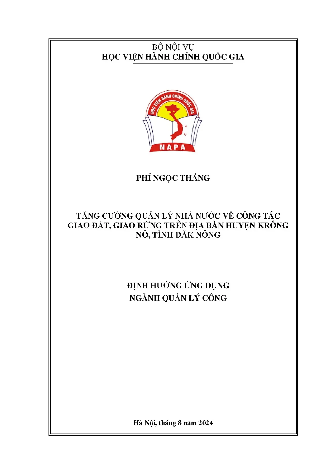 Quản lý nhà nước giao đất giao rừng huyện Krông Nô