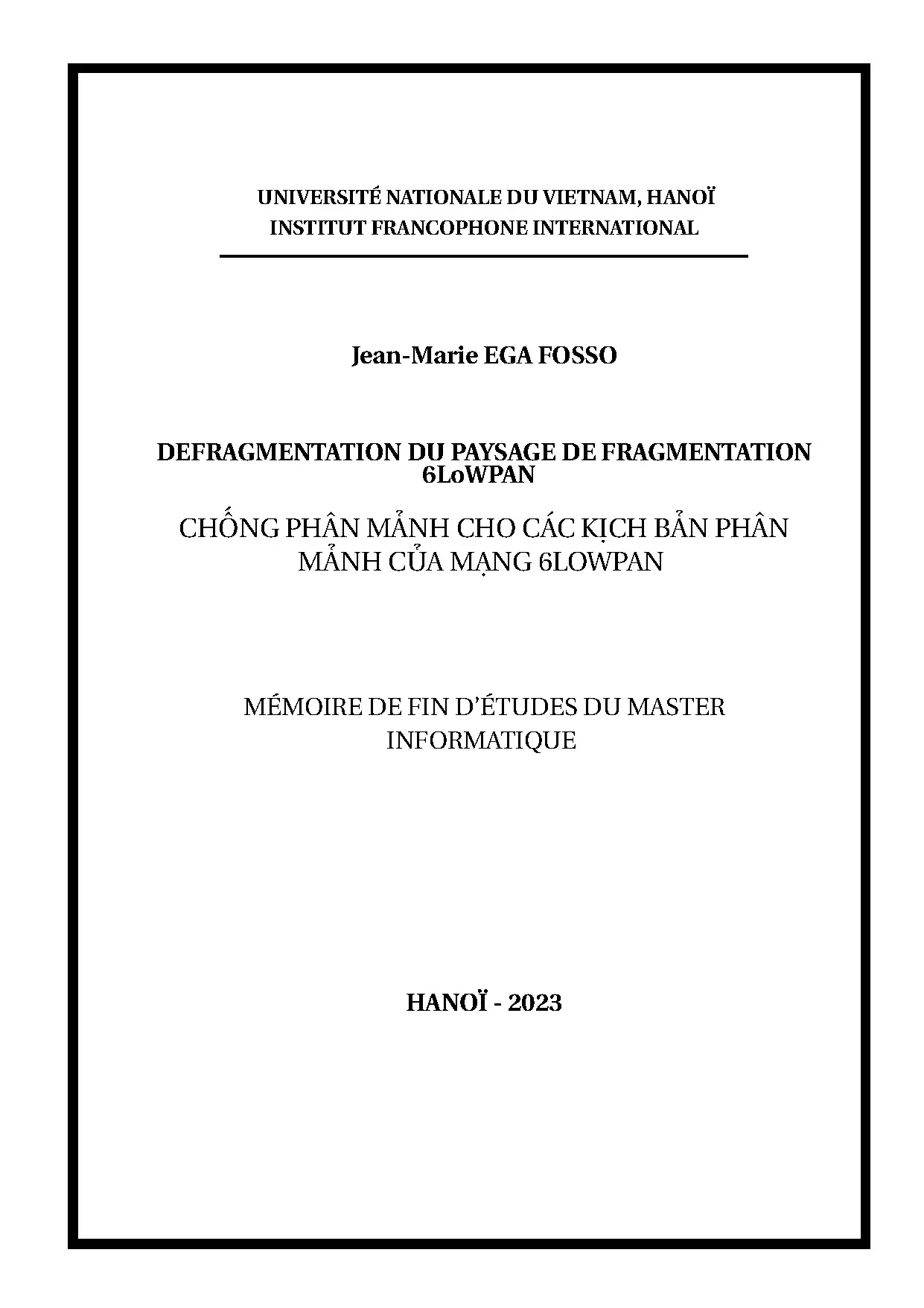 Chống phân mảnh mạng 6LoWPAN - Luận văn Master