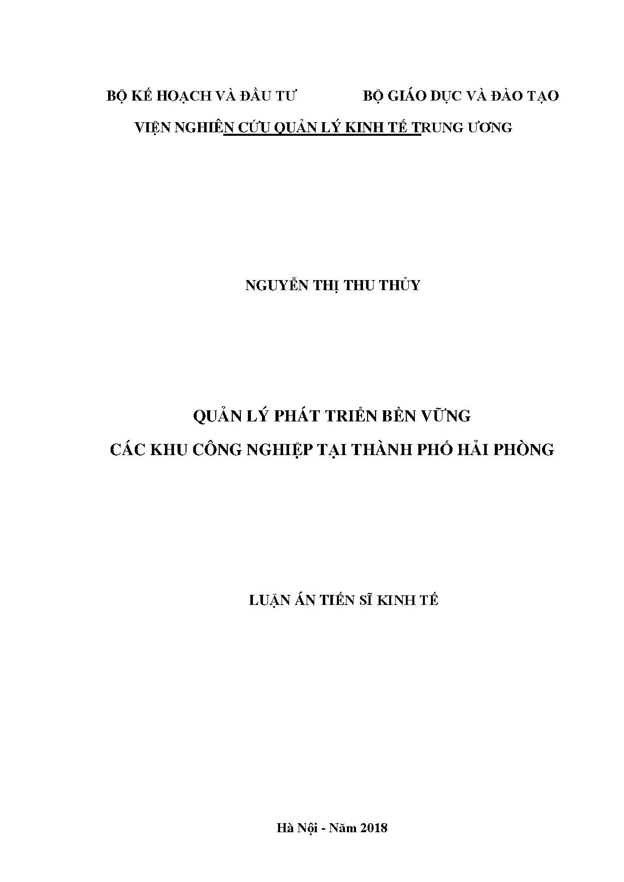 Quản lý phát triển bền vững các khu công nghiệp Hải Phòng