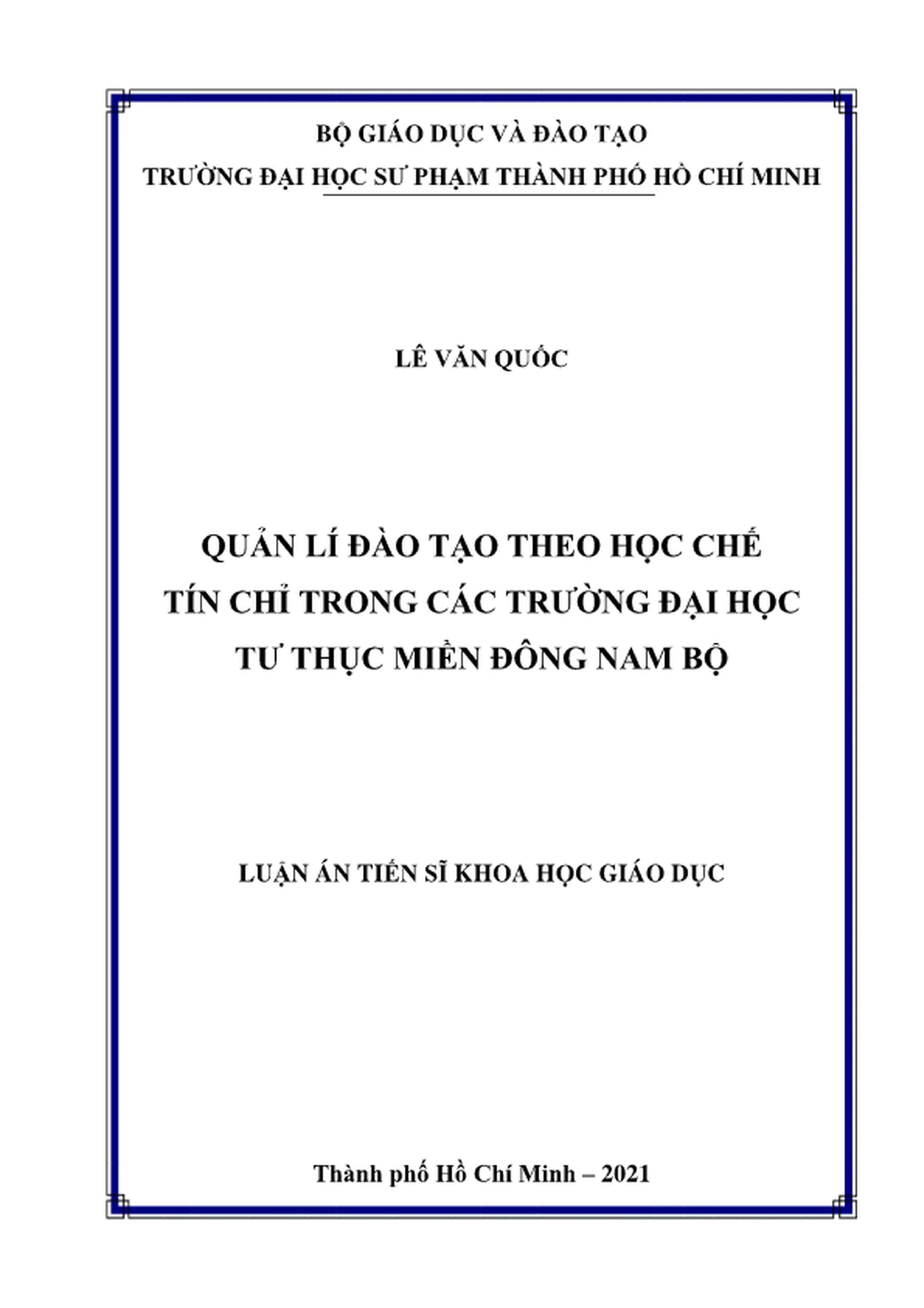 Quản lí đào tạo theo học chế tín chỉ trường đại học tư thục