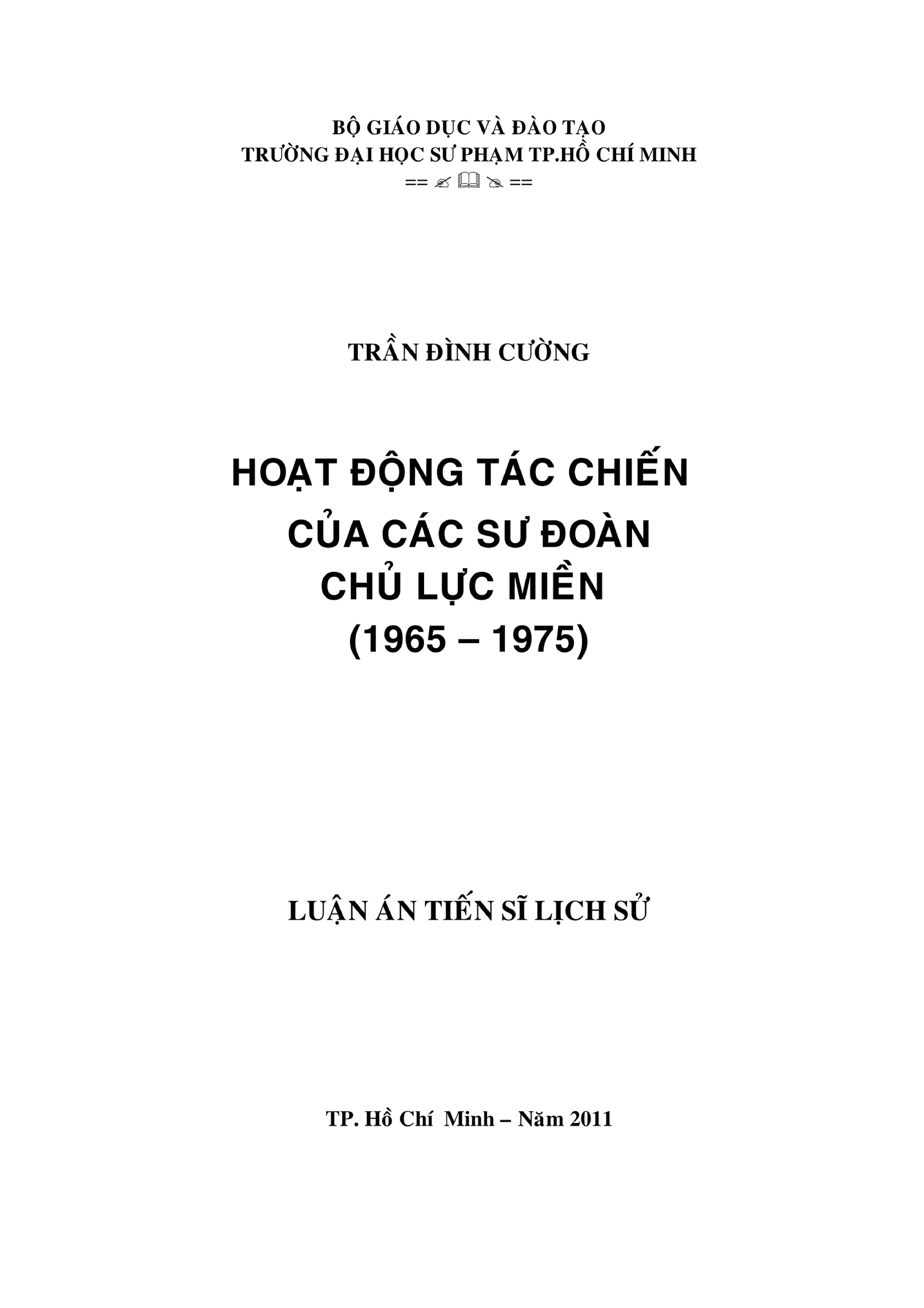 Hoạt động tác chiến sư đoàn chủ lực miền 1965-1975