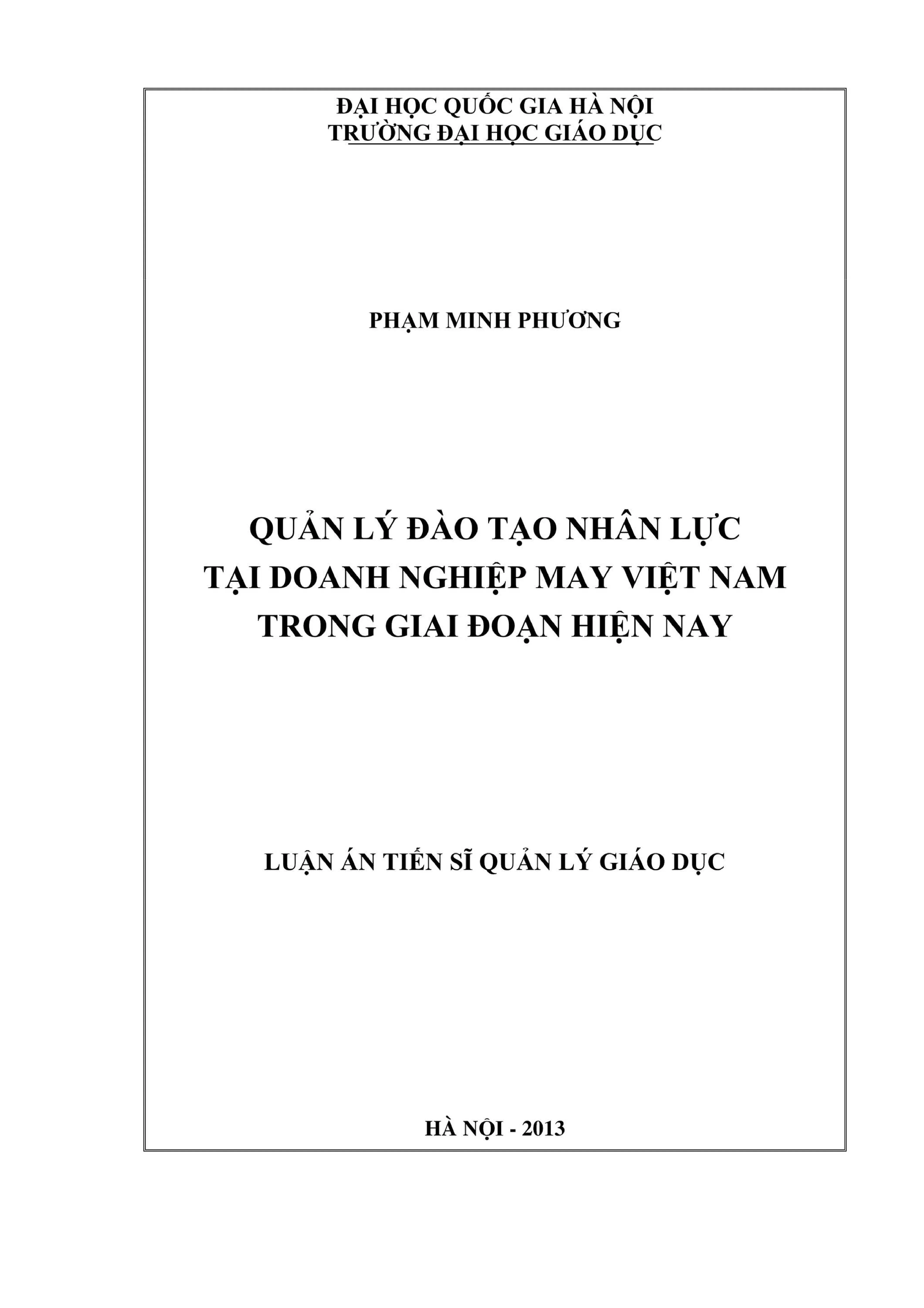 Quản lý đào tạo nhân lực tại doanh nghiệp may Việt Nam