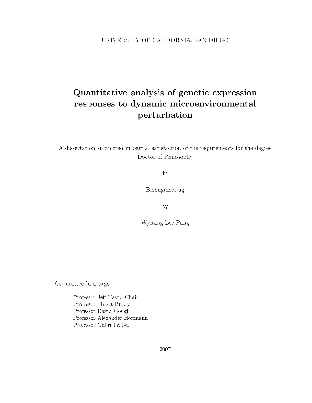 Luận án tiến sĩ: Quantitative analysis of genetic expression responses to dynamic microenvironmental perturbation