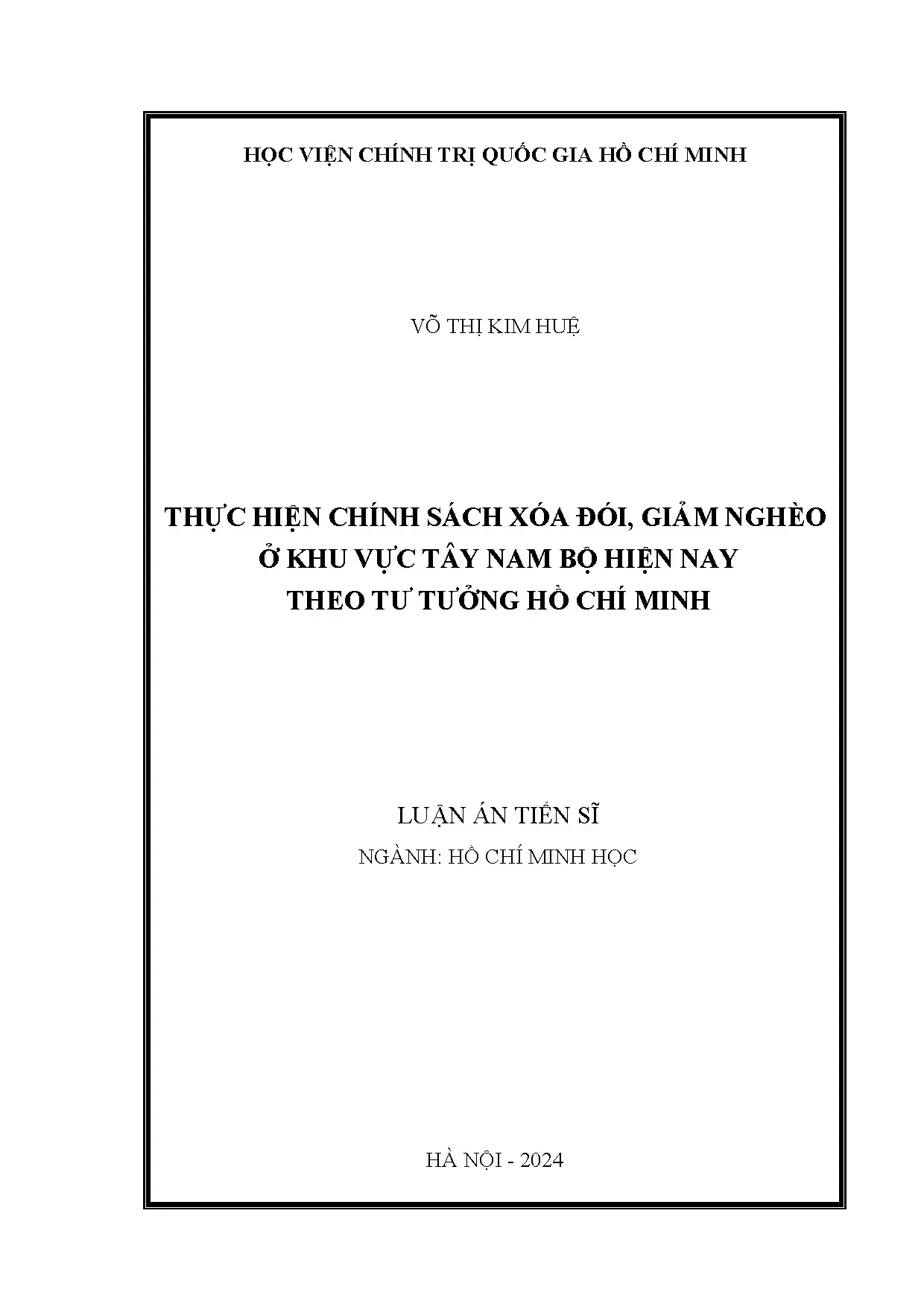 Xóa đói giảm nghèo Tây Nam Bộ theo tư tưởng Hồ Chí Minh
