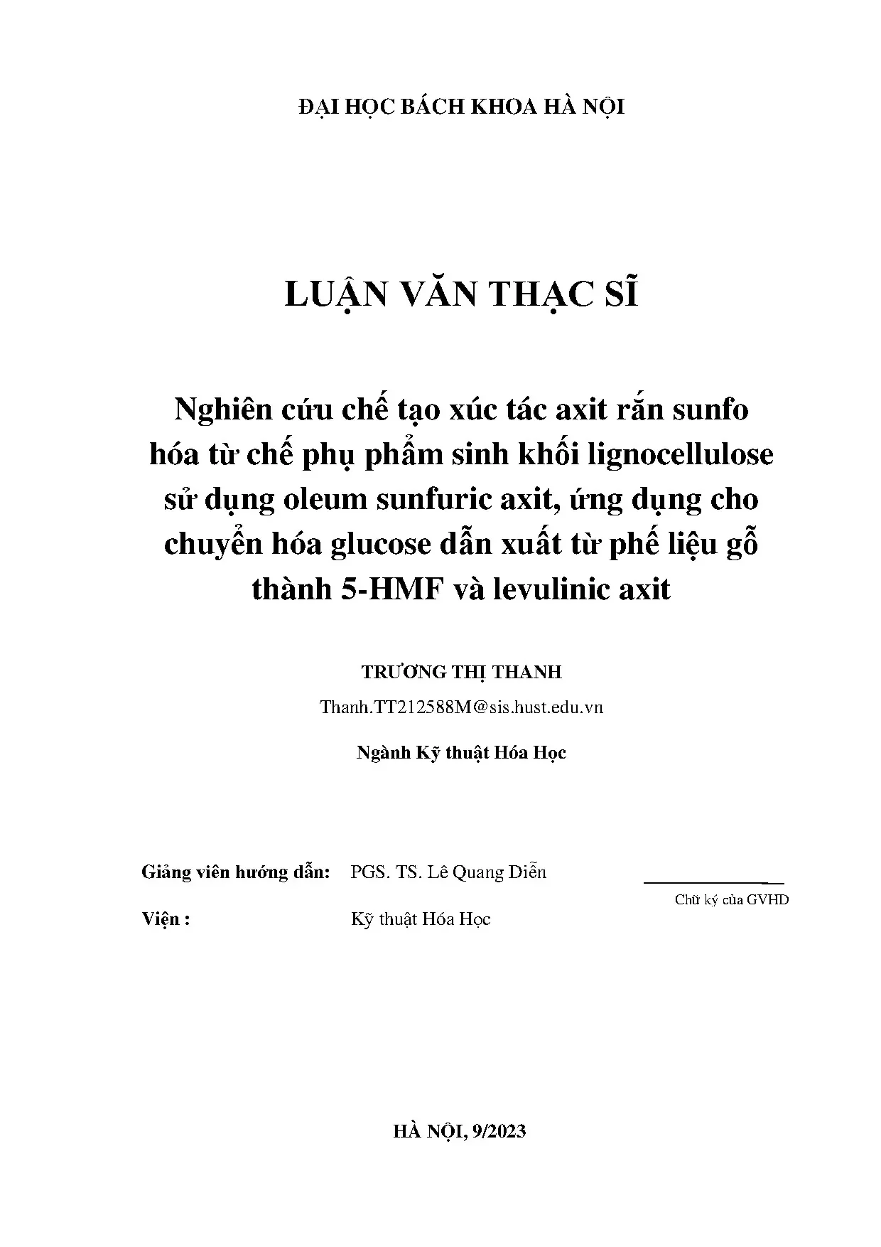 Chế tạo xúc tác axit rắn từ sinh khối chuyển hóa glucose thành 5-HMF
