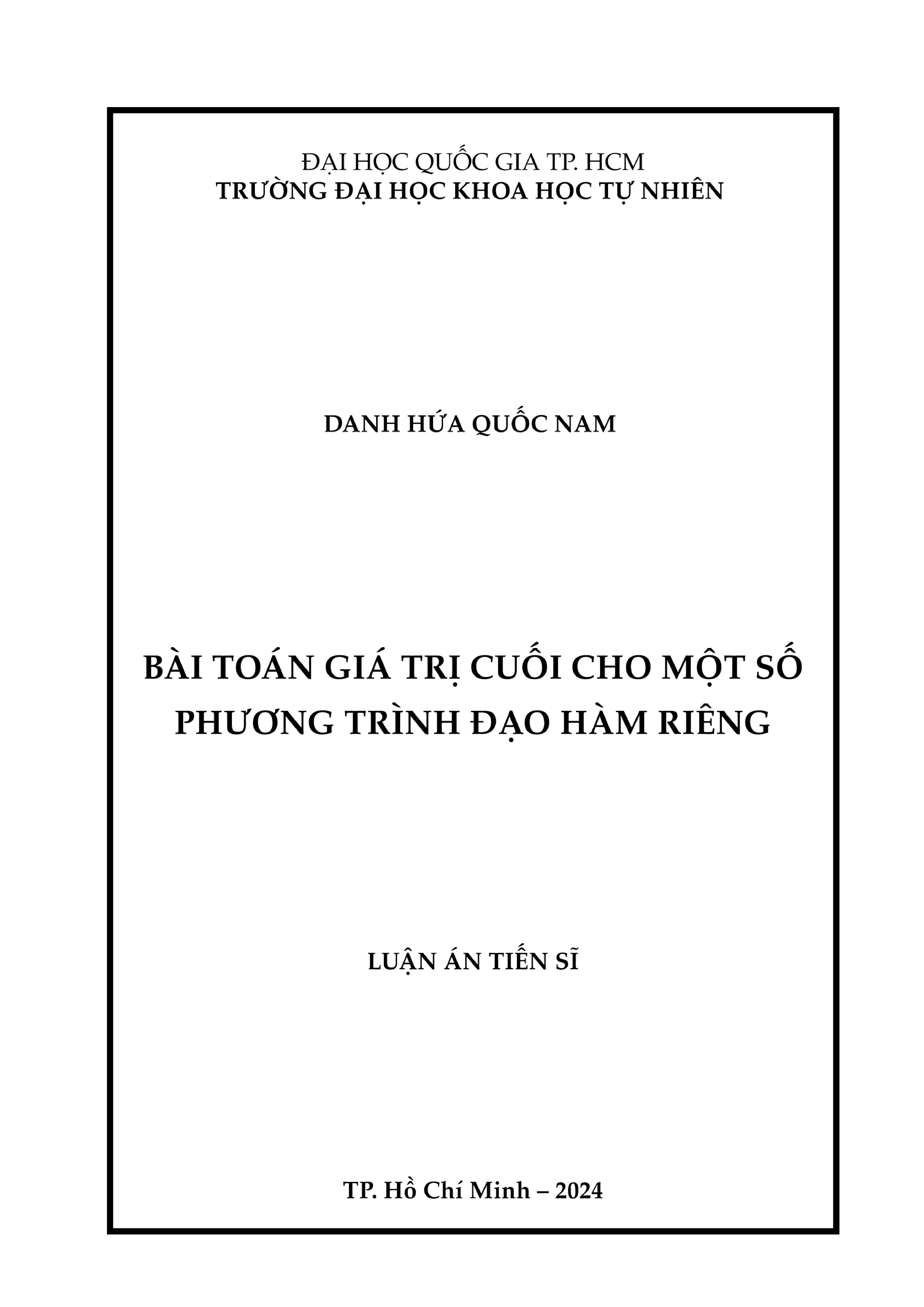 Bài toán giá trị cuối cho phương trình đạo hàm riêng