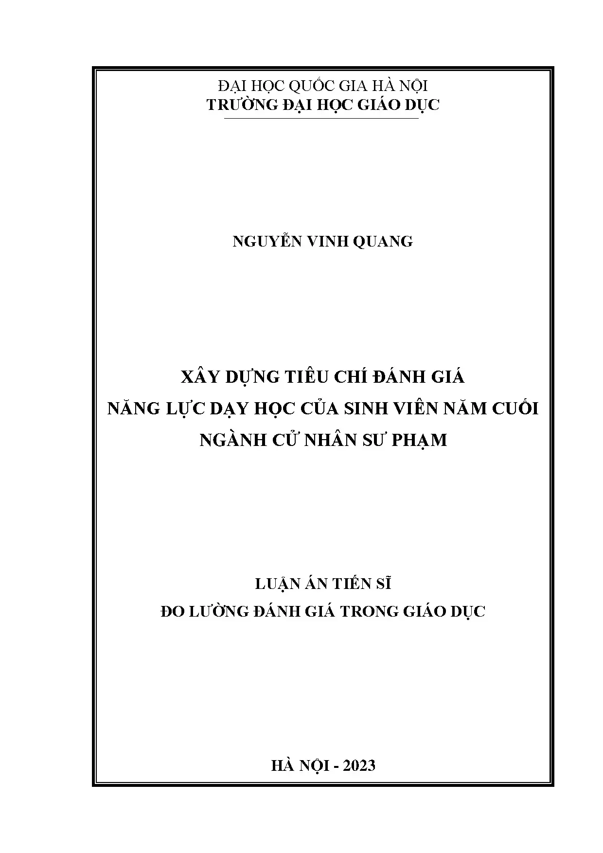 Tiêu chí đánh giá năng lực dạy học sinh viên sư phạm