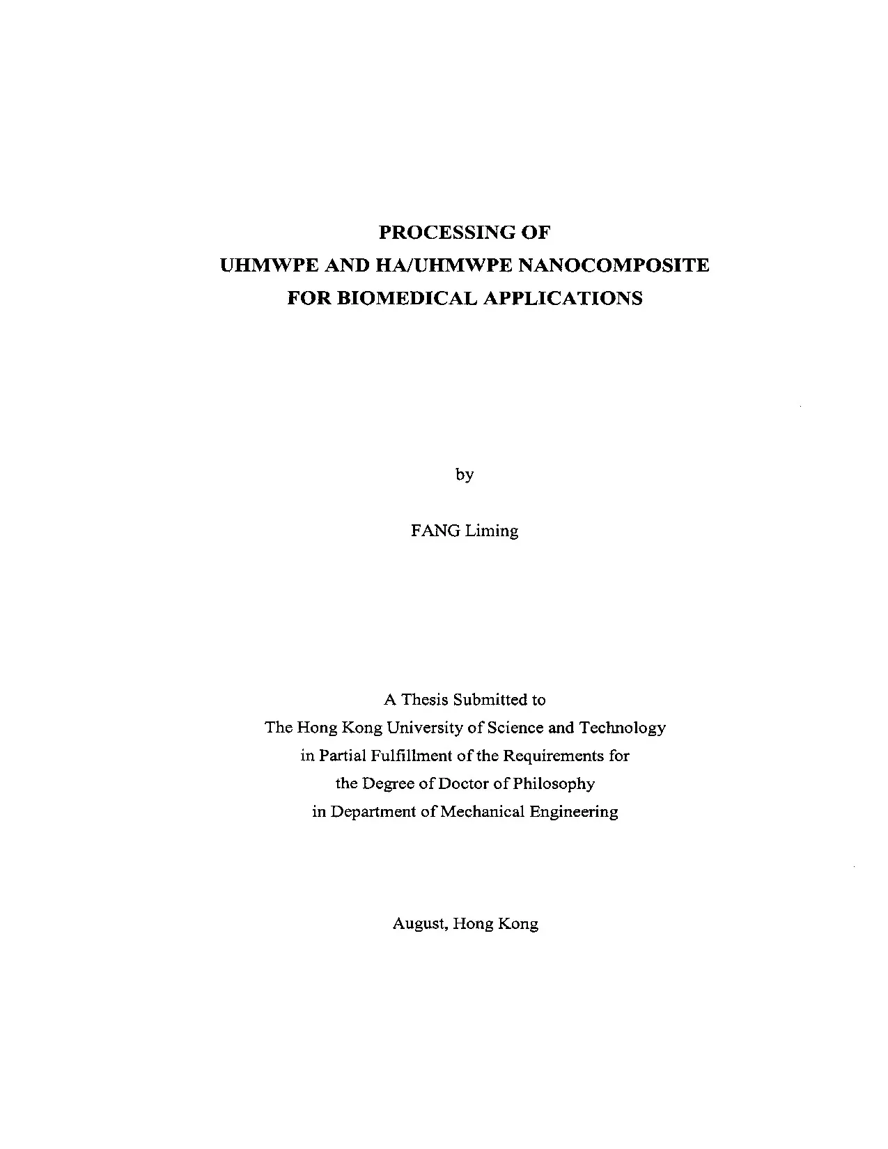 Xử lý UHMWPE và nanocomposite HA/UHMWPE cho ứng dụng y sinh