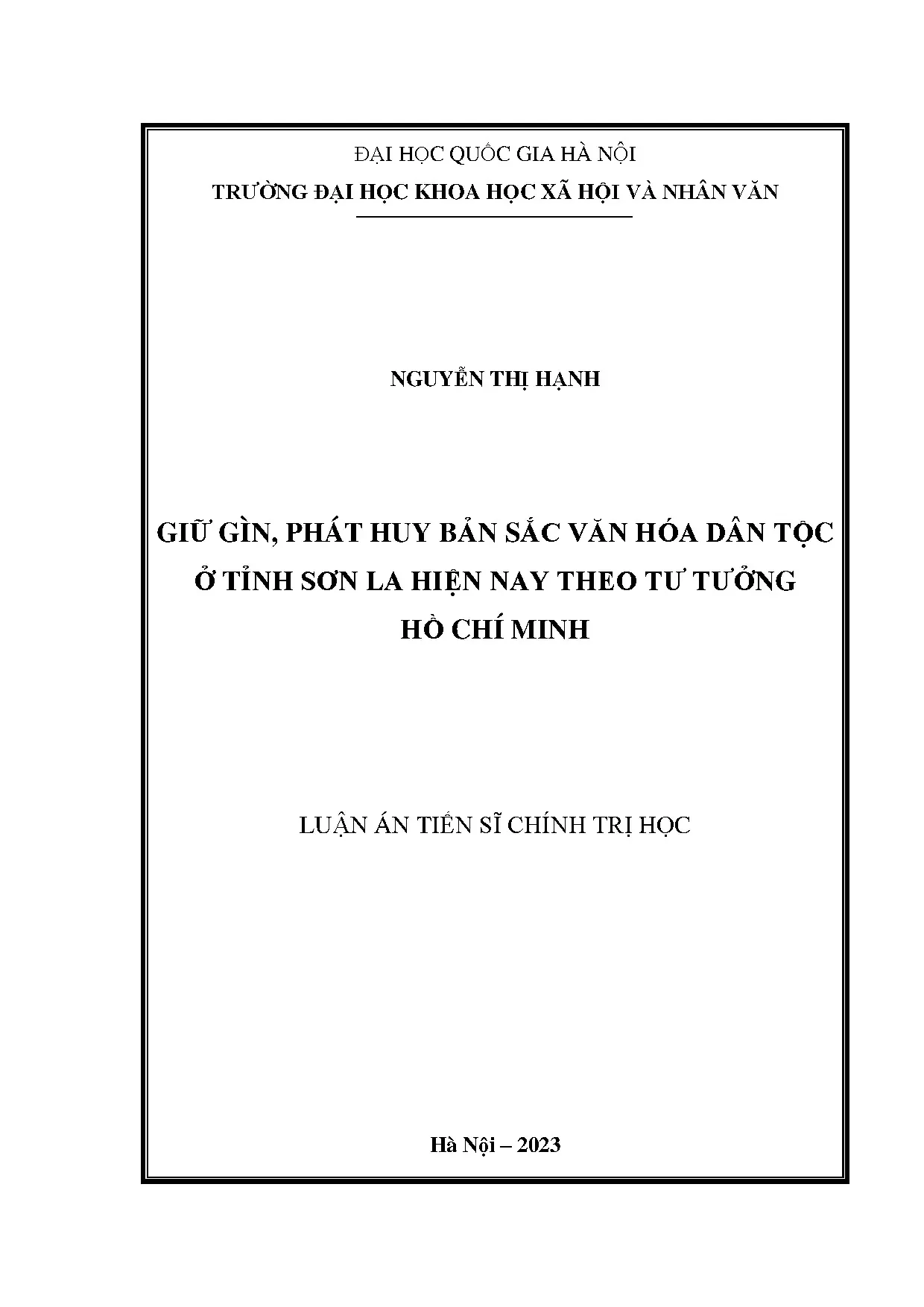 Giữ gìn bản sắc văn hóa dân tộc Sơn La theo tư tưởng Hồ Chí Minh