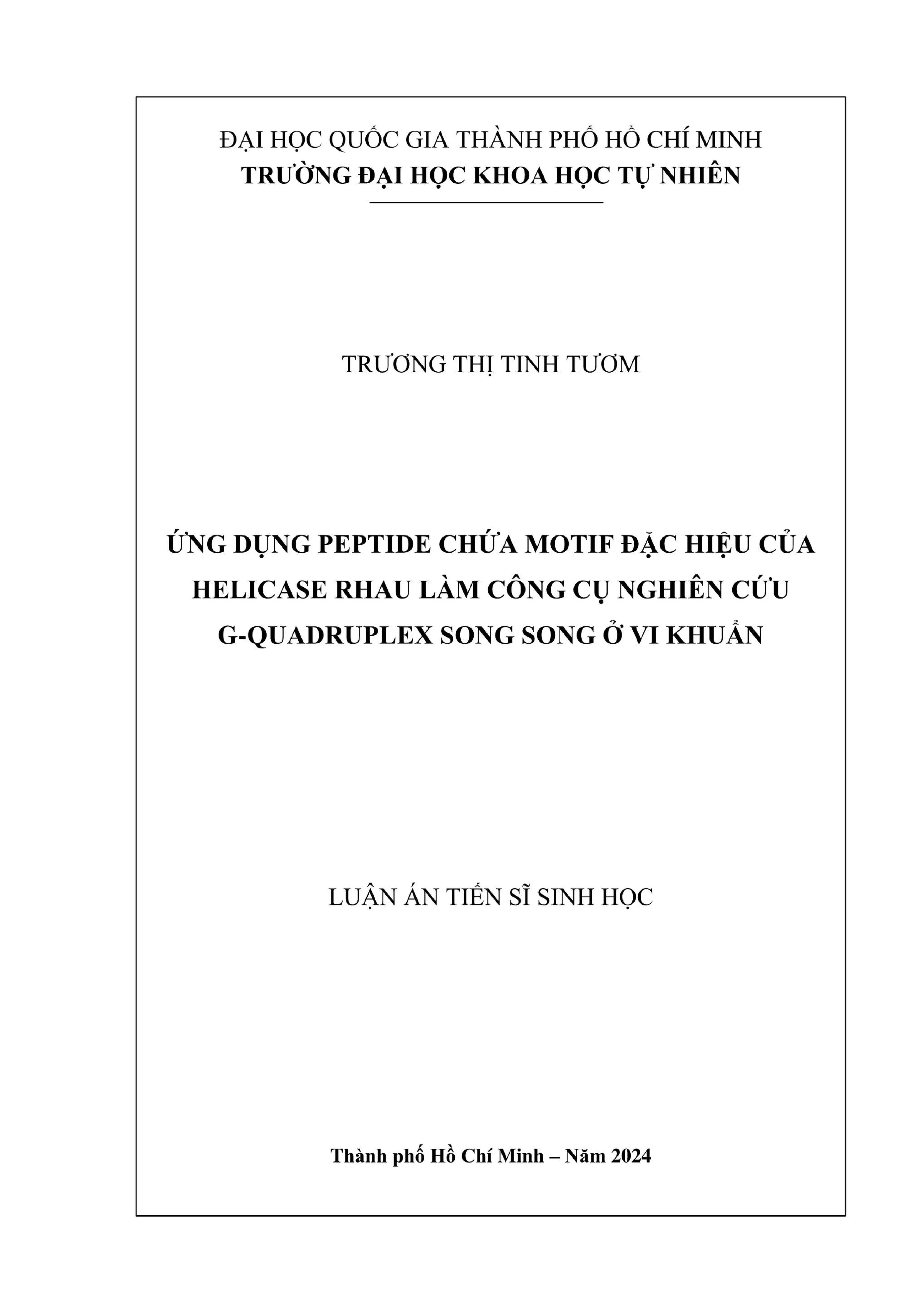 Peptide RHAU nghiên cứu G-quadruplex ở vi khuẩn