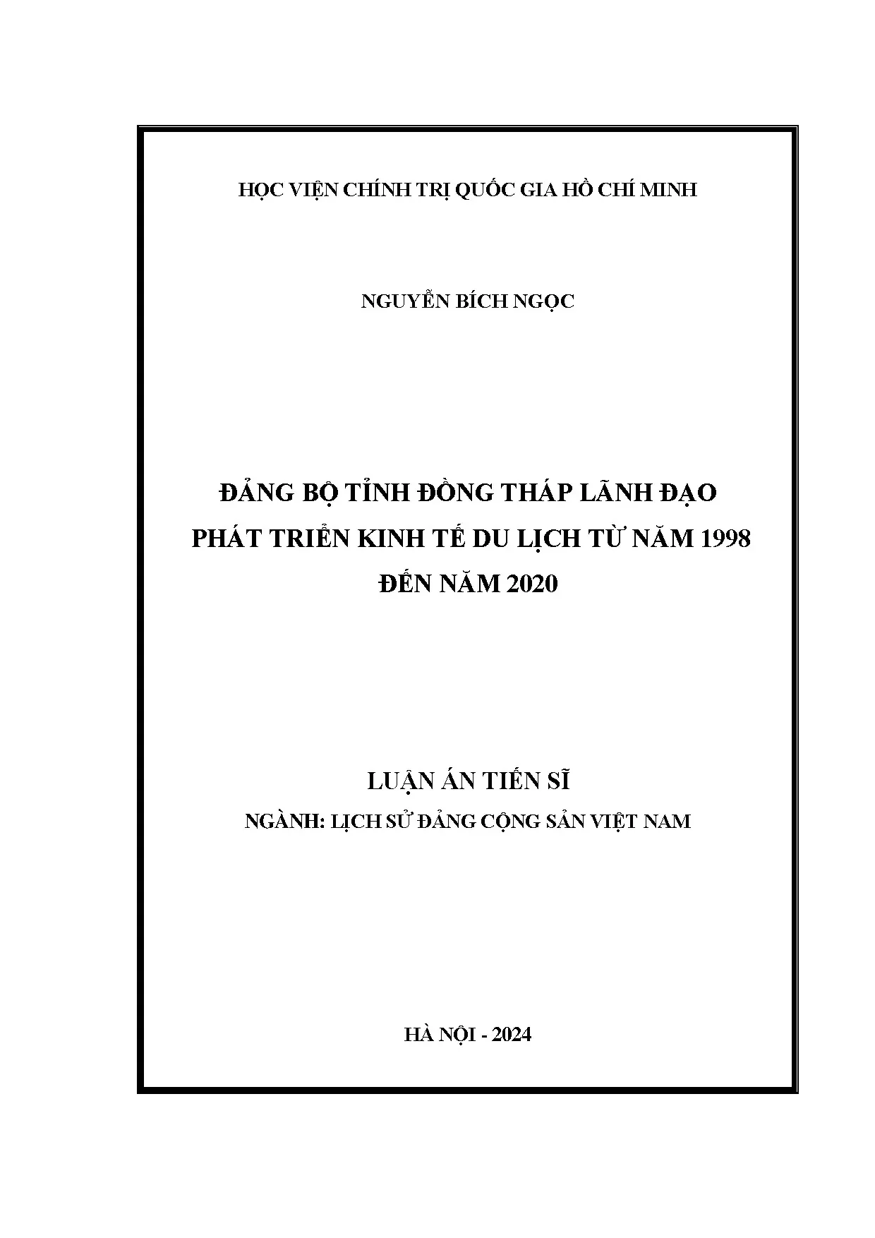 Lãnh đạo phát triển kinh tế du lịch Đồng Tháp 1998-2020