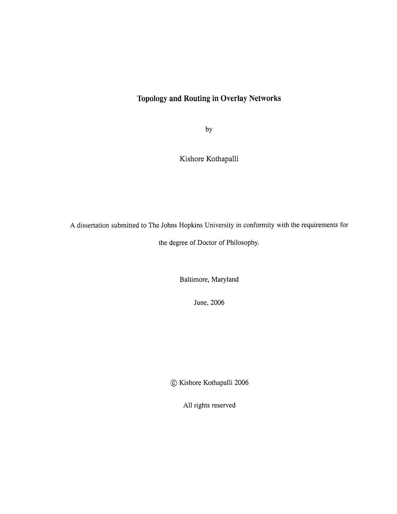 Luận án tiến sĩ: Topology and routing in overlay networks