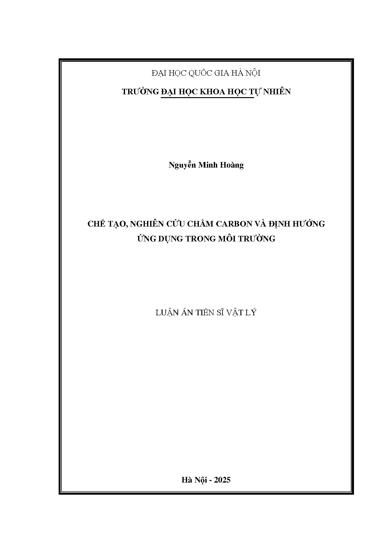 Chế tạo nghiên cứu chấm carbon ứng dụng môi trường