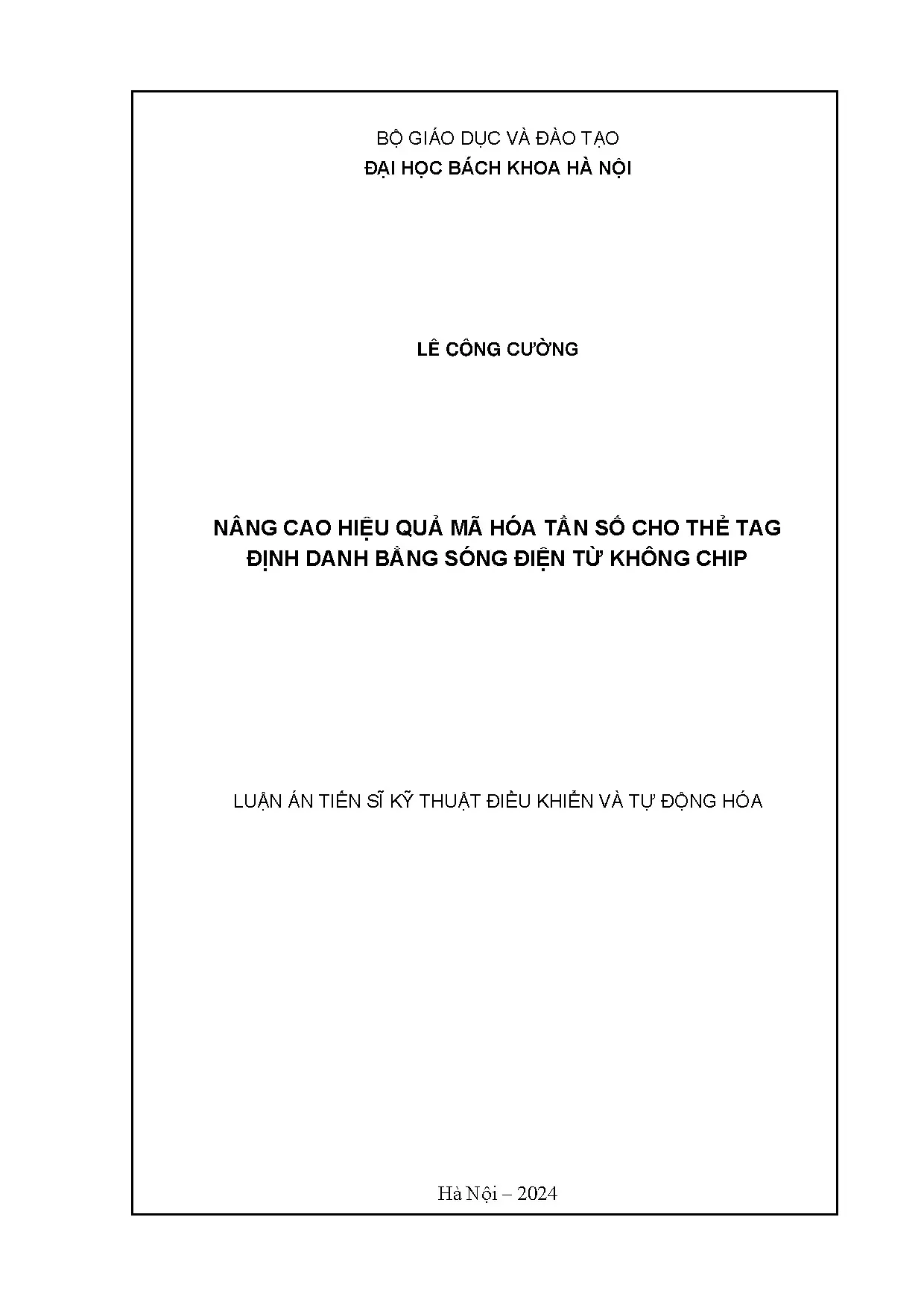 Mã hóa tần số thẻ tag RFID không chip - Luận án tiến sĩ