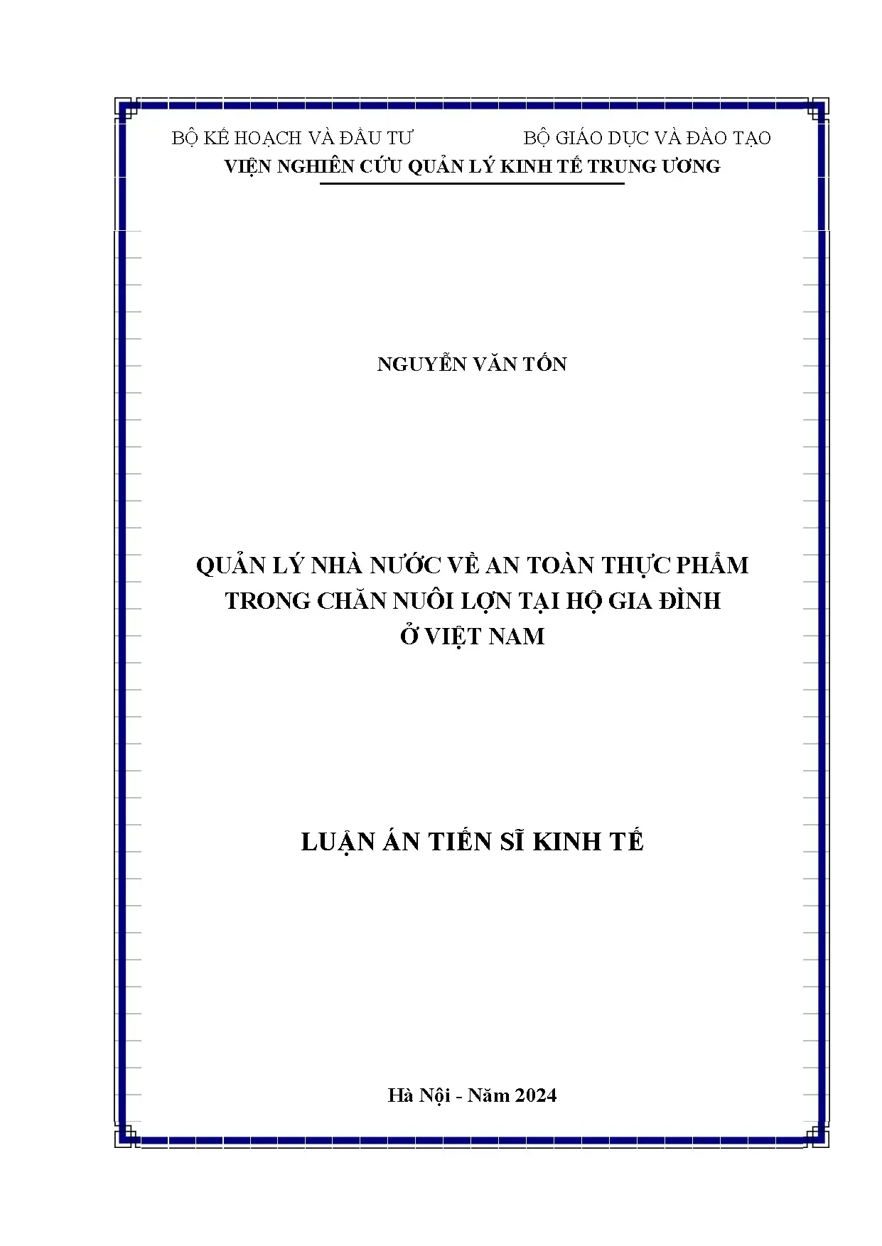 Quản lý nhà nước an toàn thực phẩm chăn nuôi lợn hộ gia đình