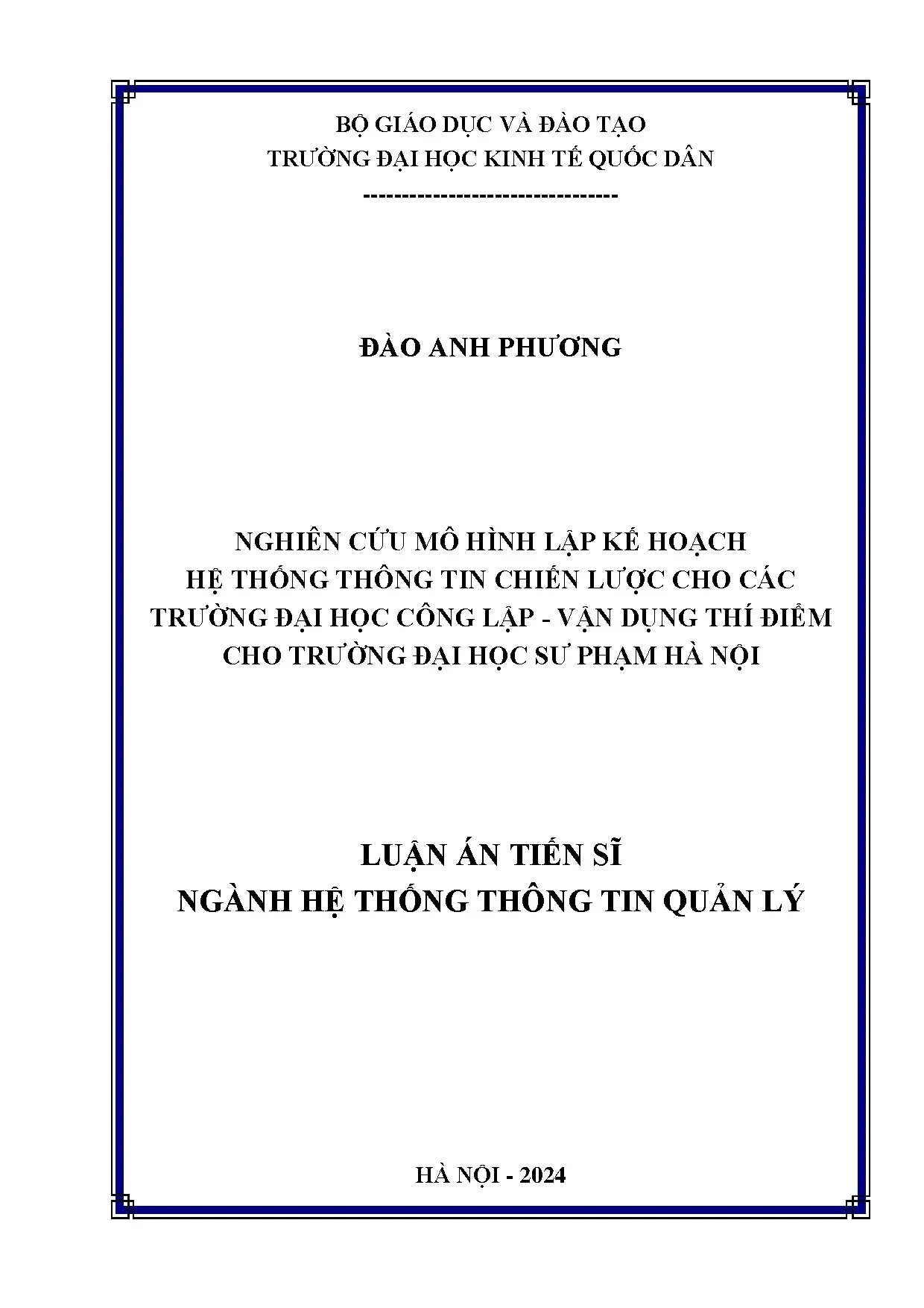 Lập kế hoạch hệ thống thông tin chiến lược đại học công lập