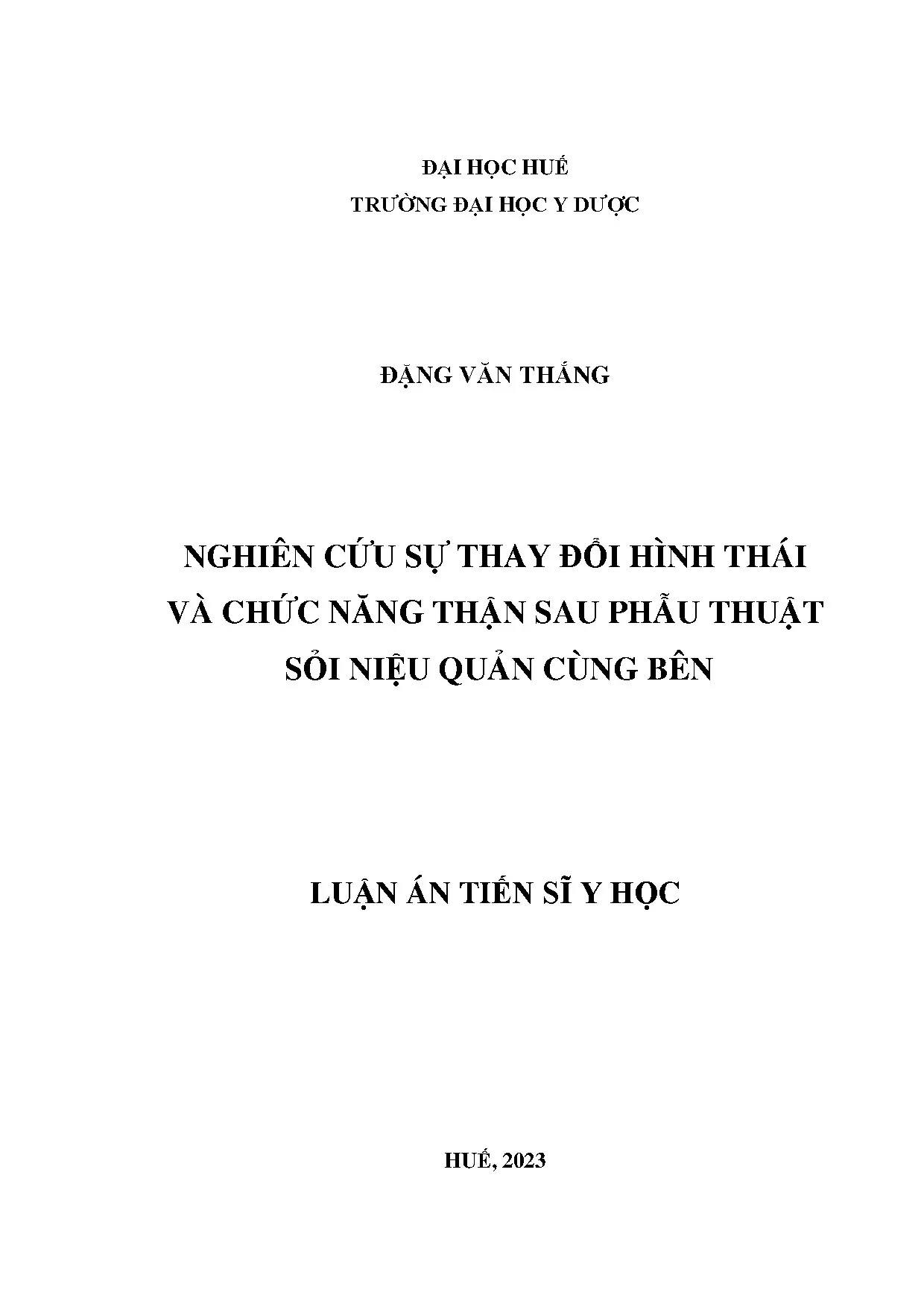 Thay đổi hình thái chức năng thận sau phẫu thuật sỏi niệu quản