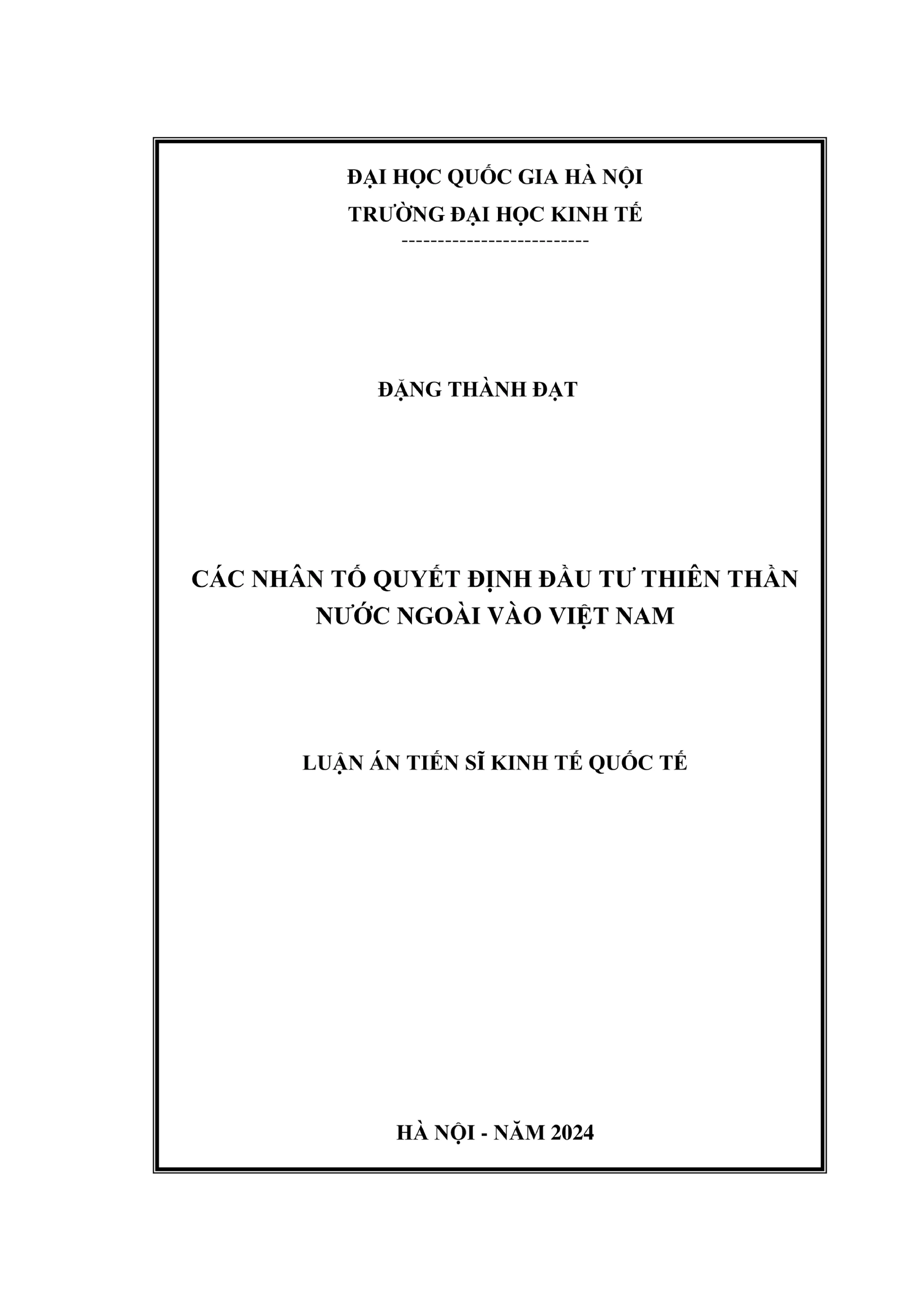 Các nhân tố quyết định đầu tư thiên thần nước ngoài