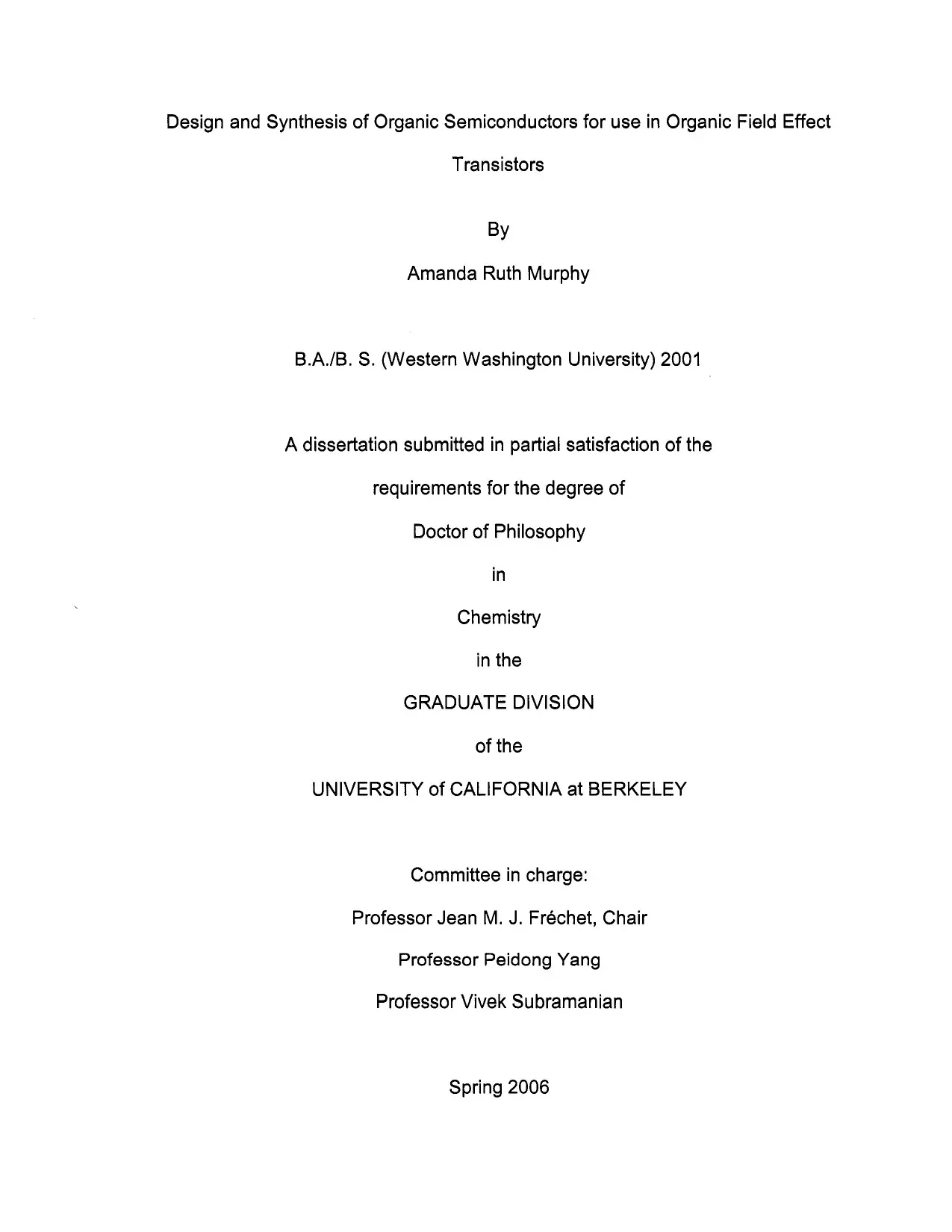 Luận án tiến sĩ: Design and synthesis of organic semiconductors for use in organic field effect transistors