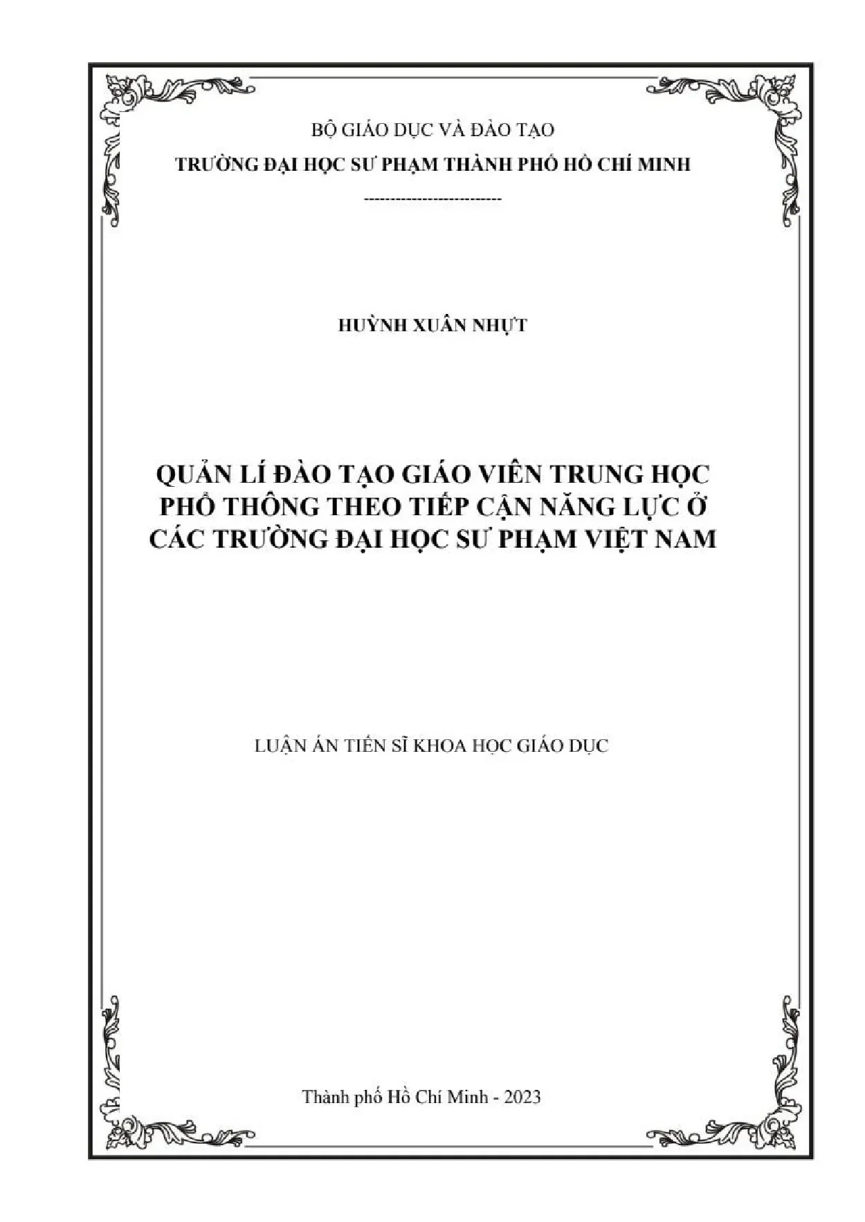 Quản lí đào tạo giáo viên trung học phổ thông theo tiếp cận năng lực ở các trường Đại học sư phạm Việt Nam