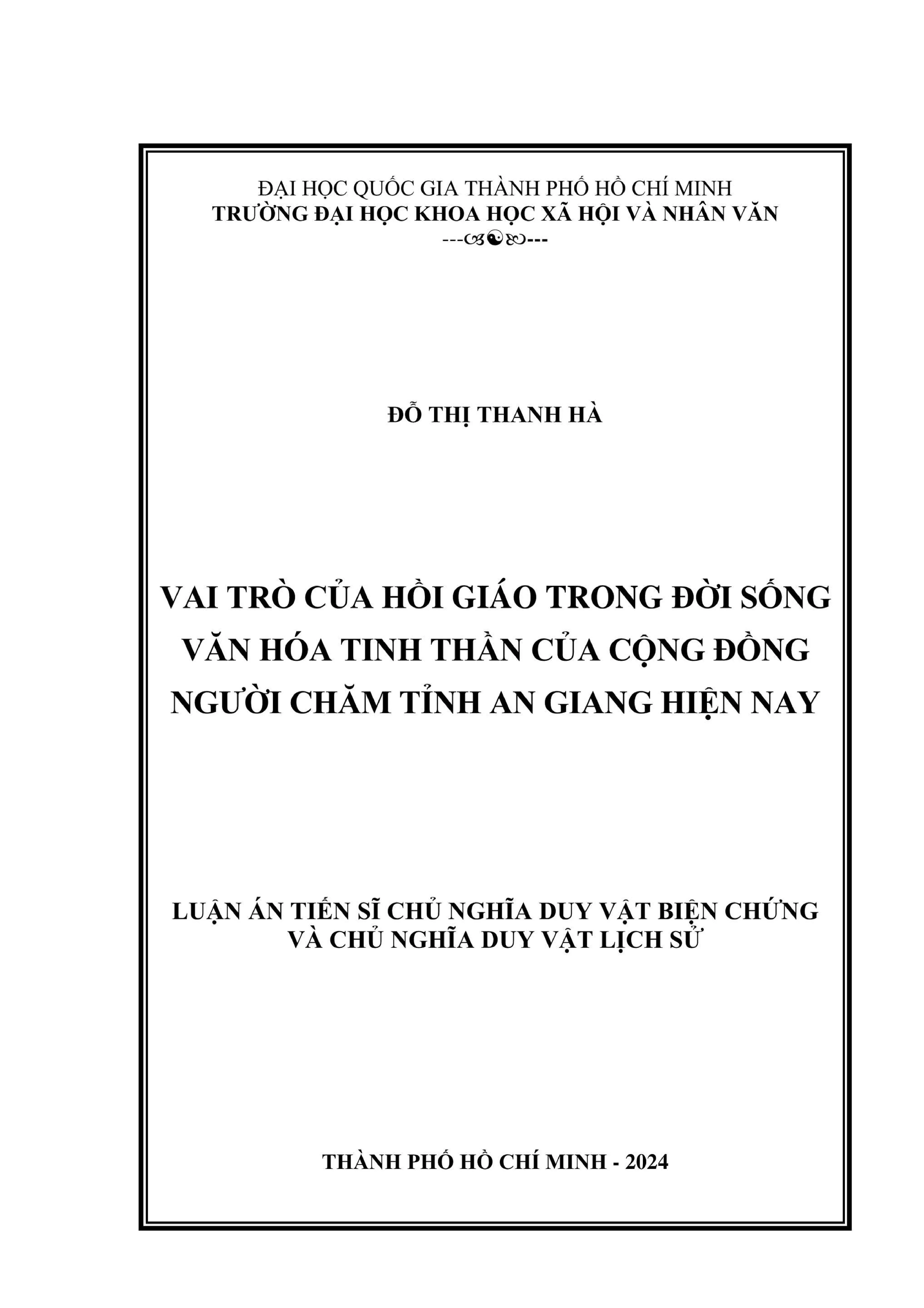 Vai trò Hồi giáo trong đời sống văn hóa tinh thần người Chăm An Giang