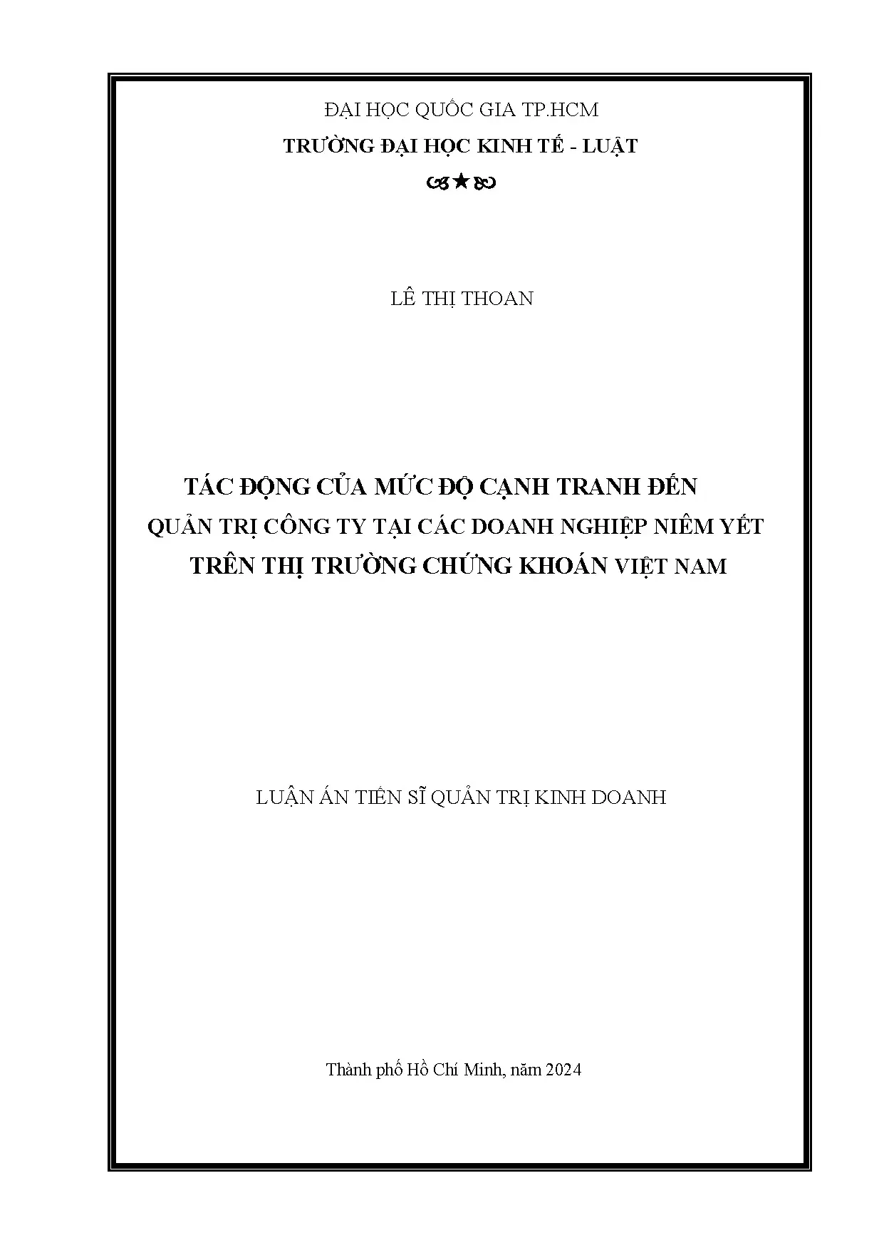 Tác động cạnh tranh đến quản trị công ty doanh nghiệp niêm yết Việt Nam