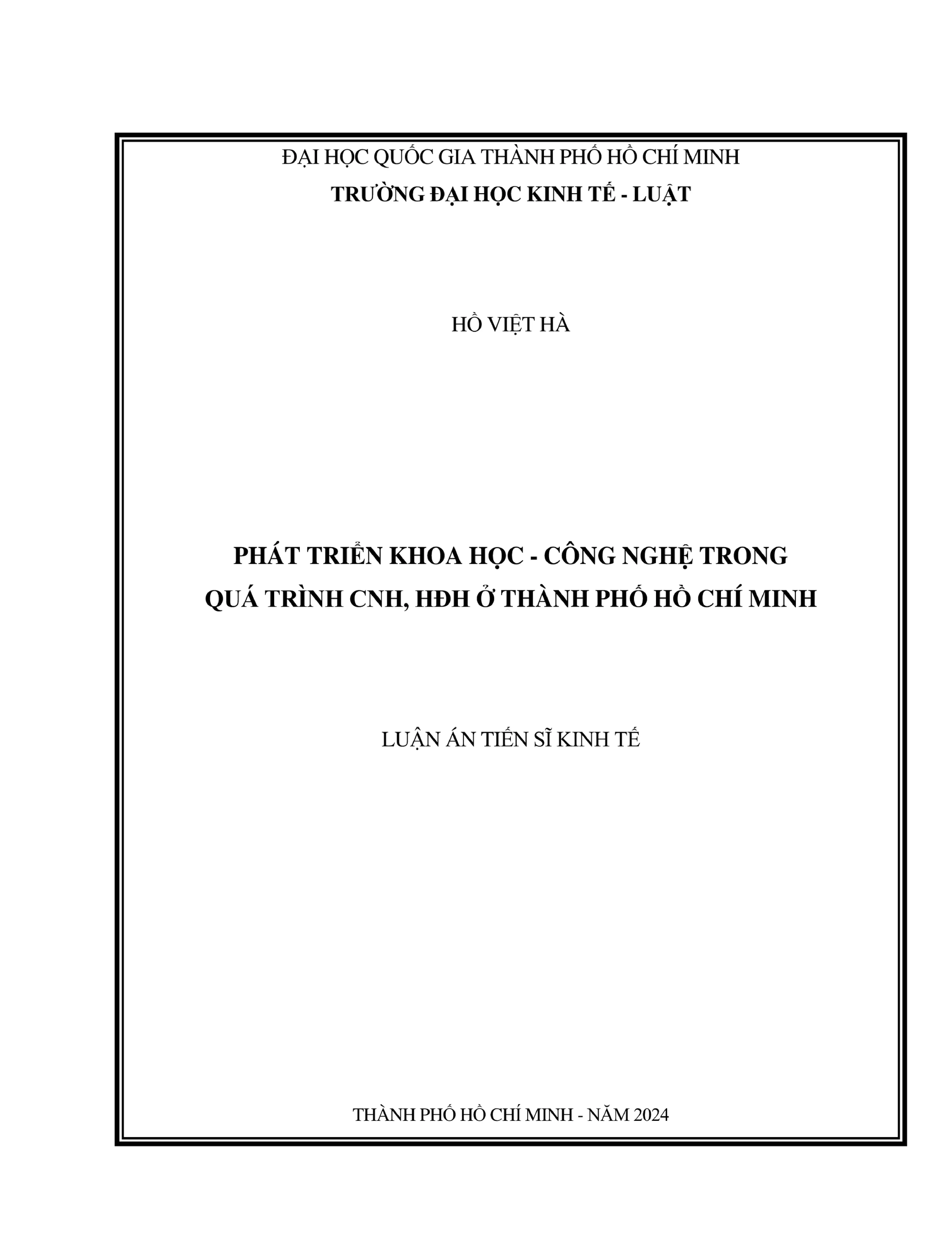 Phát triển khoa học công nghệ trong công nghiệp hóa TP HCM